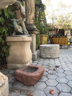 18th Century Hand Carved Stone Container Planter Basin Antiques Garden Elements