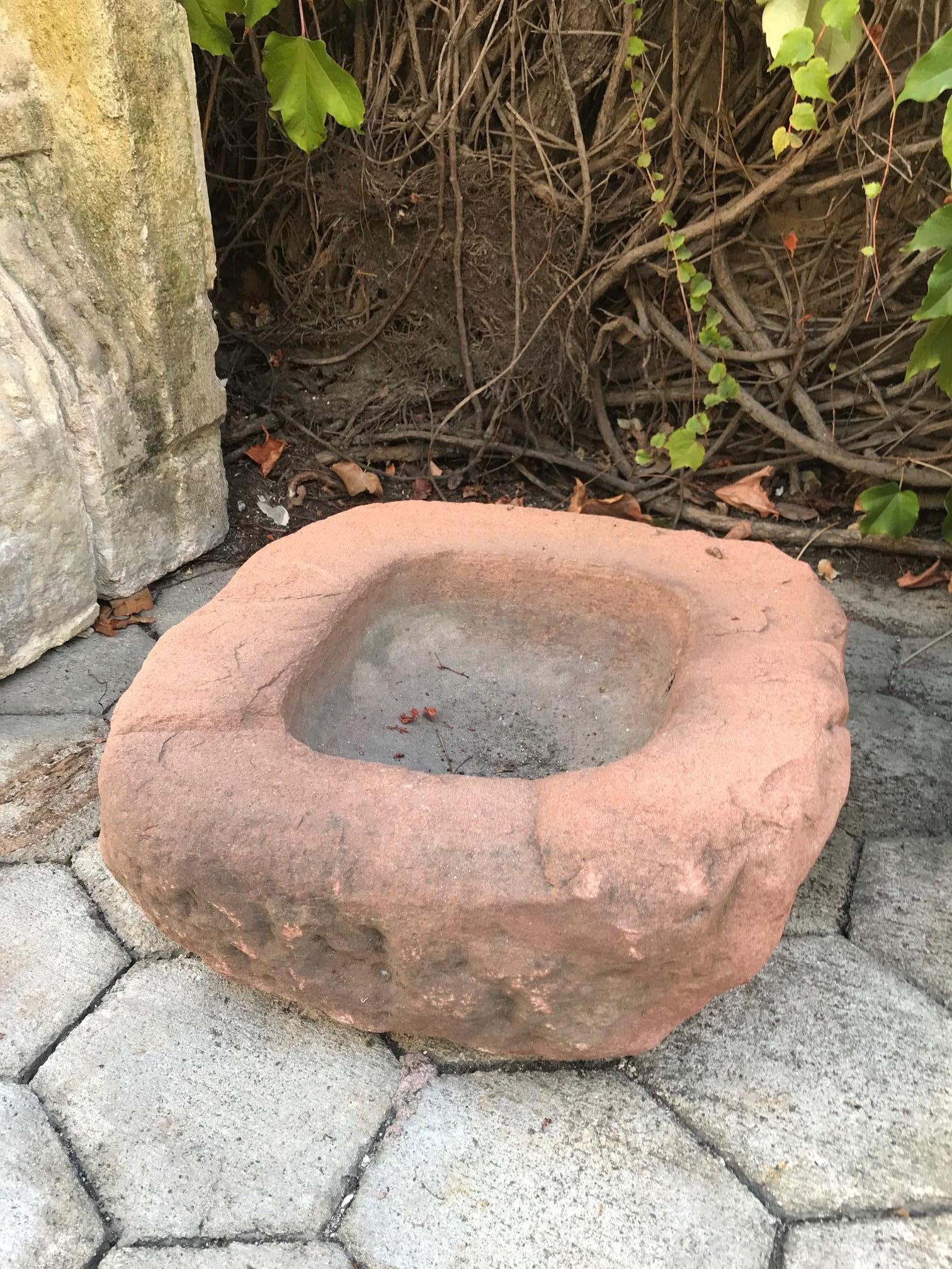 18th Century Hand Carved Stone Container Planter Basin Antiques Garden Elements In Good Condition In West Hollywood, CA