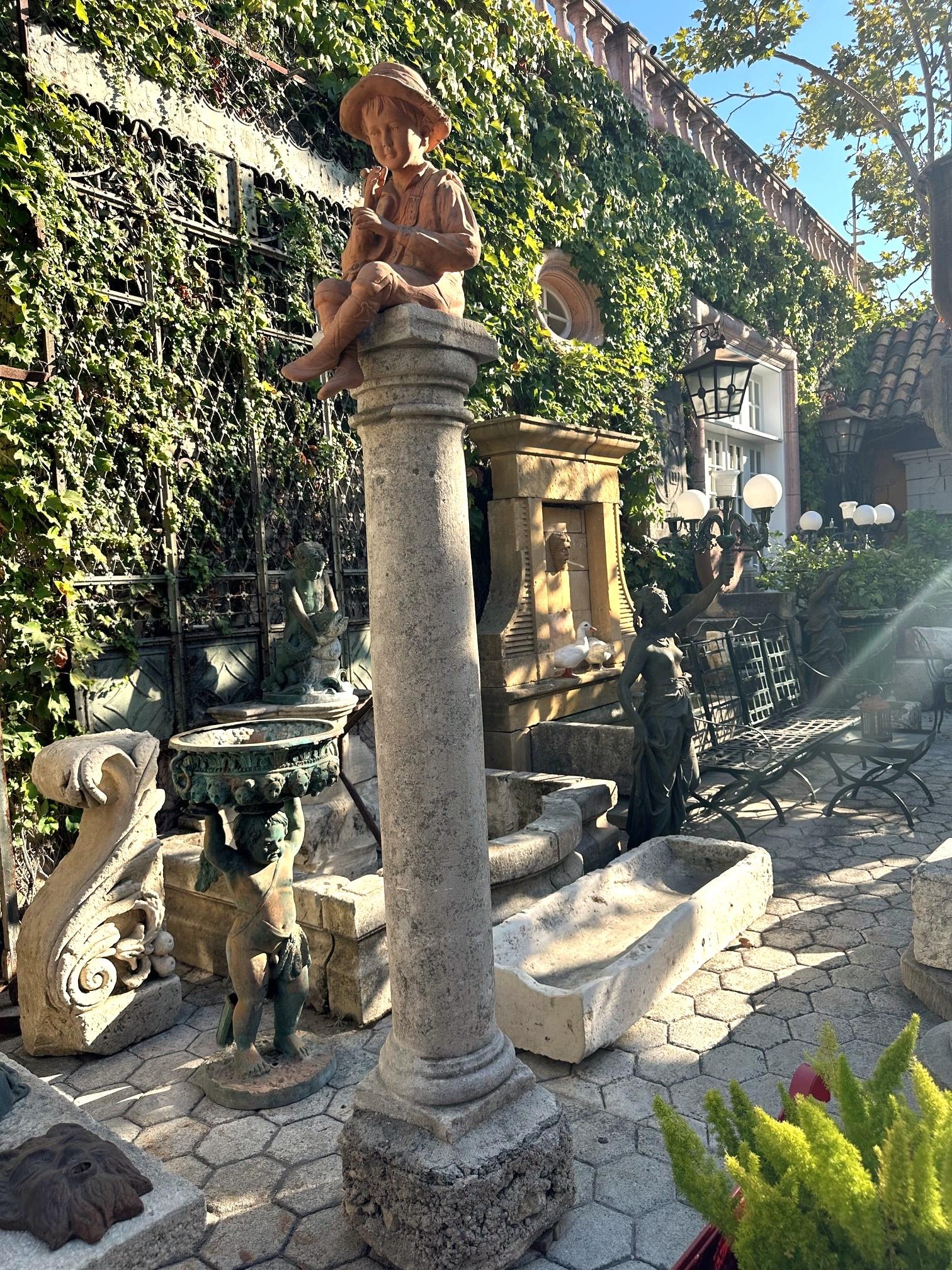 18th Century Hand Carved Stone Garden Column Architectural Elements Decorative For Sale 7