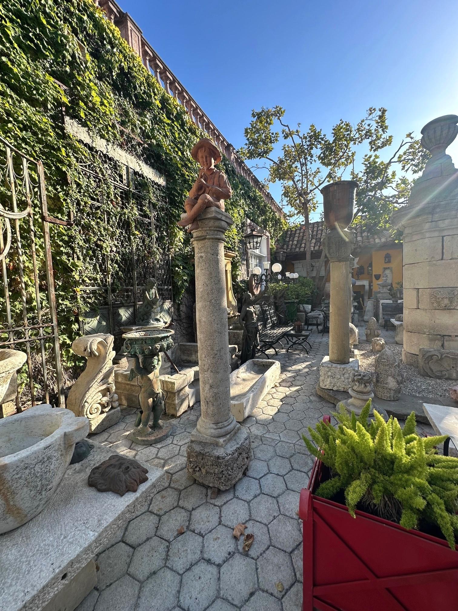 18th Century Hand Carved Stone Garden Column Architectural Elements Decorative For Sale 9