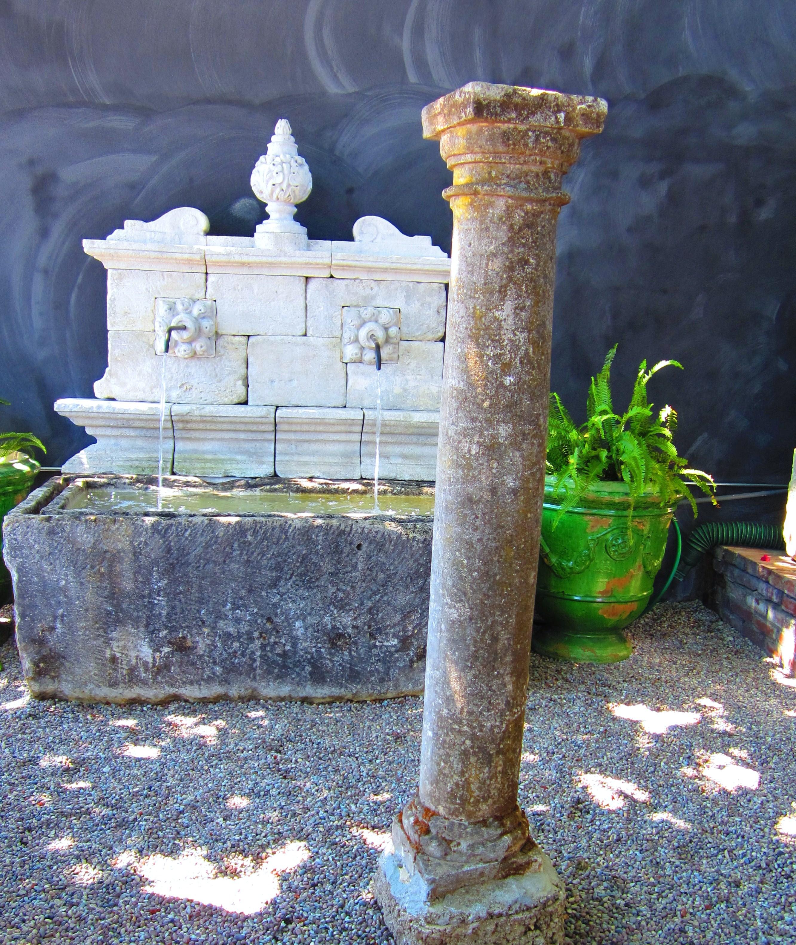 18th Century Hand Carved Stone Garden Column Architectural Elements Decorative In Good Condition For Sale In West Hollywood, CA