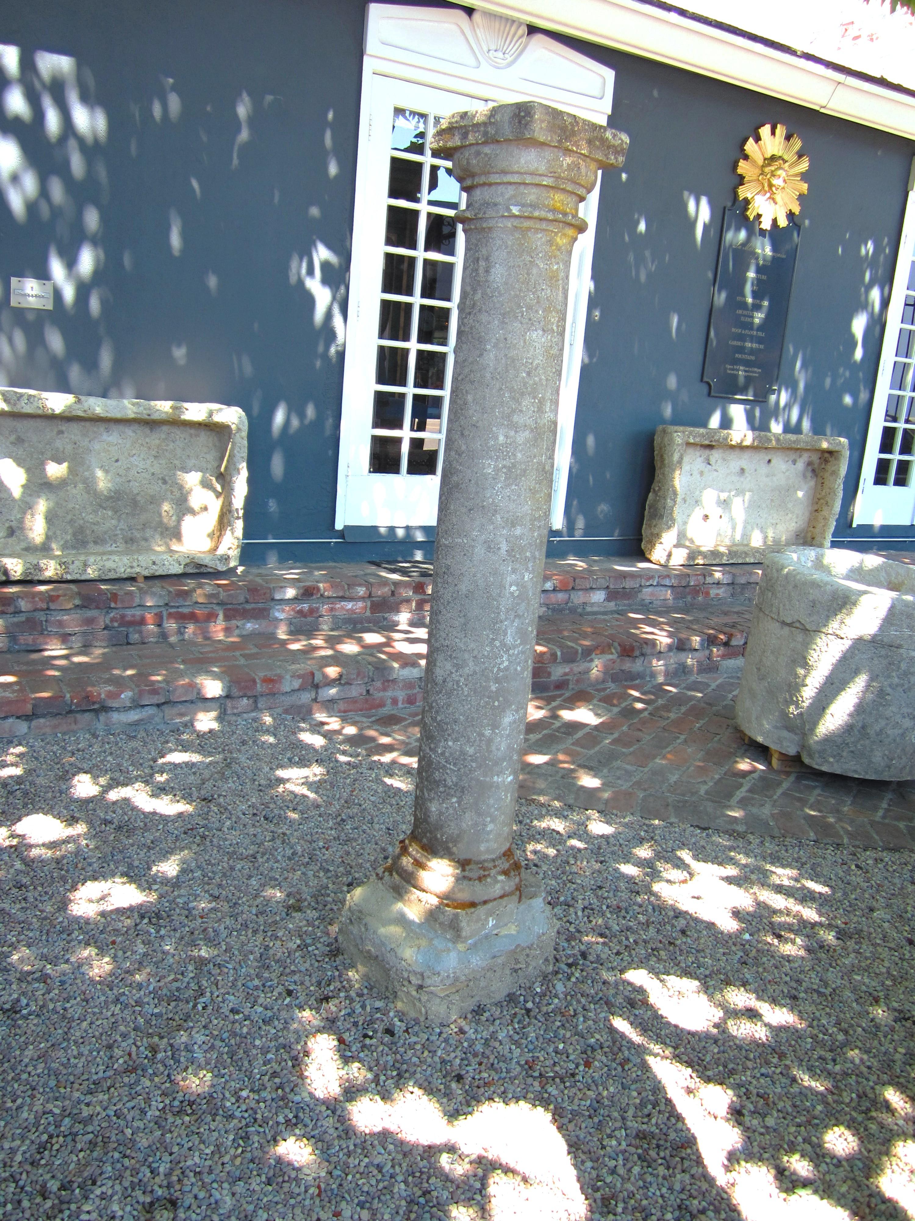 18th Century Hand Carved Stone Garden Column Architectural Elements Decorative For Sale 1