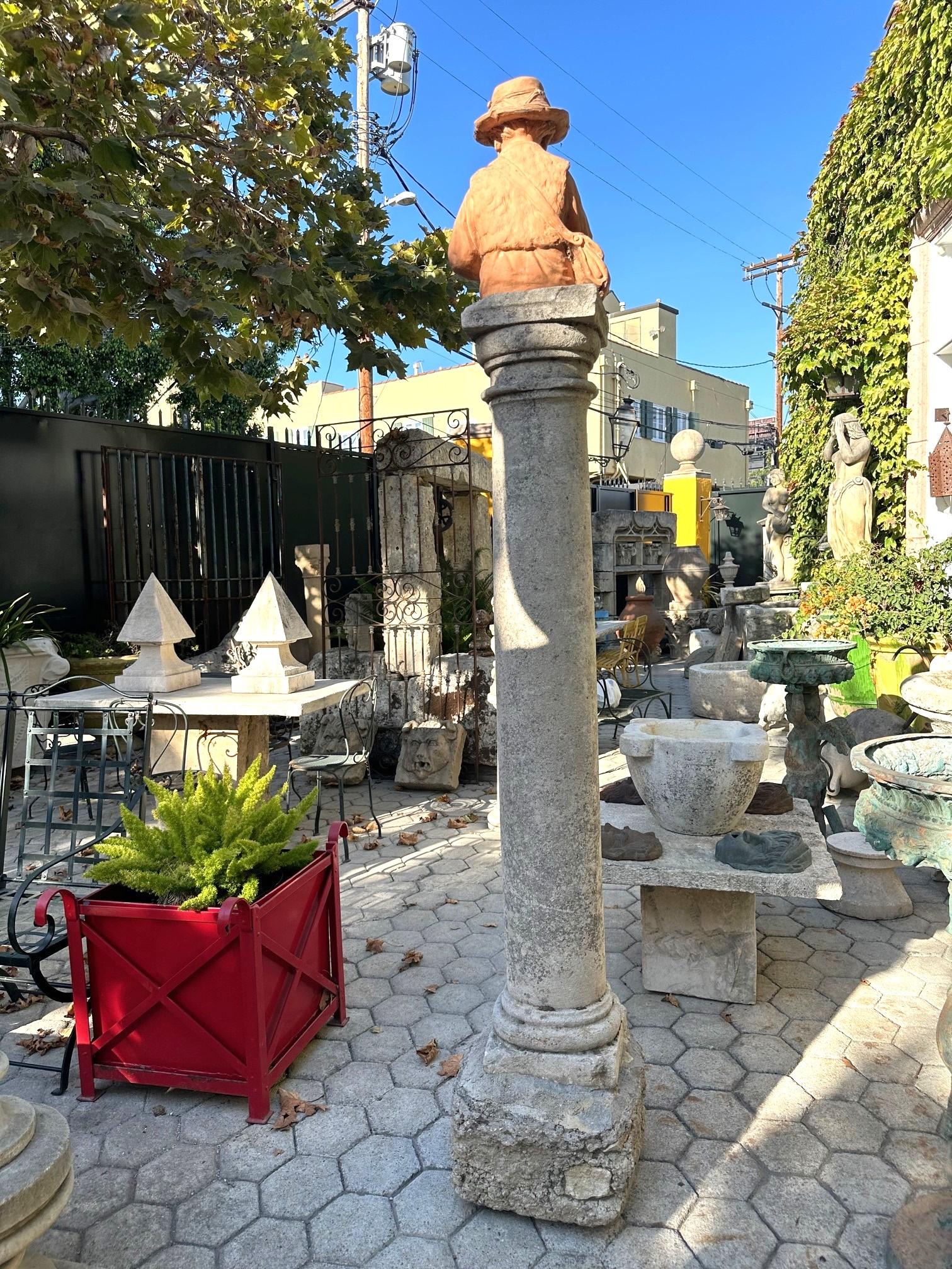 18th Century Hand Carved Stone Garden Column Architectural Elements Decorative For Sale 5