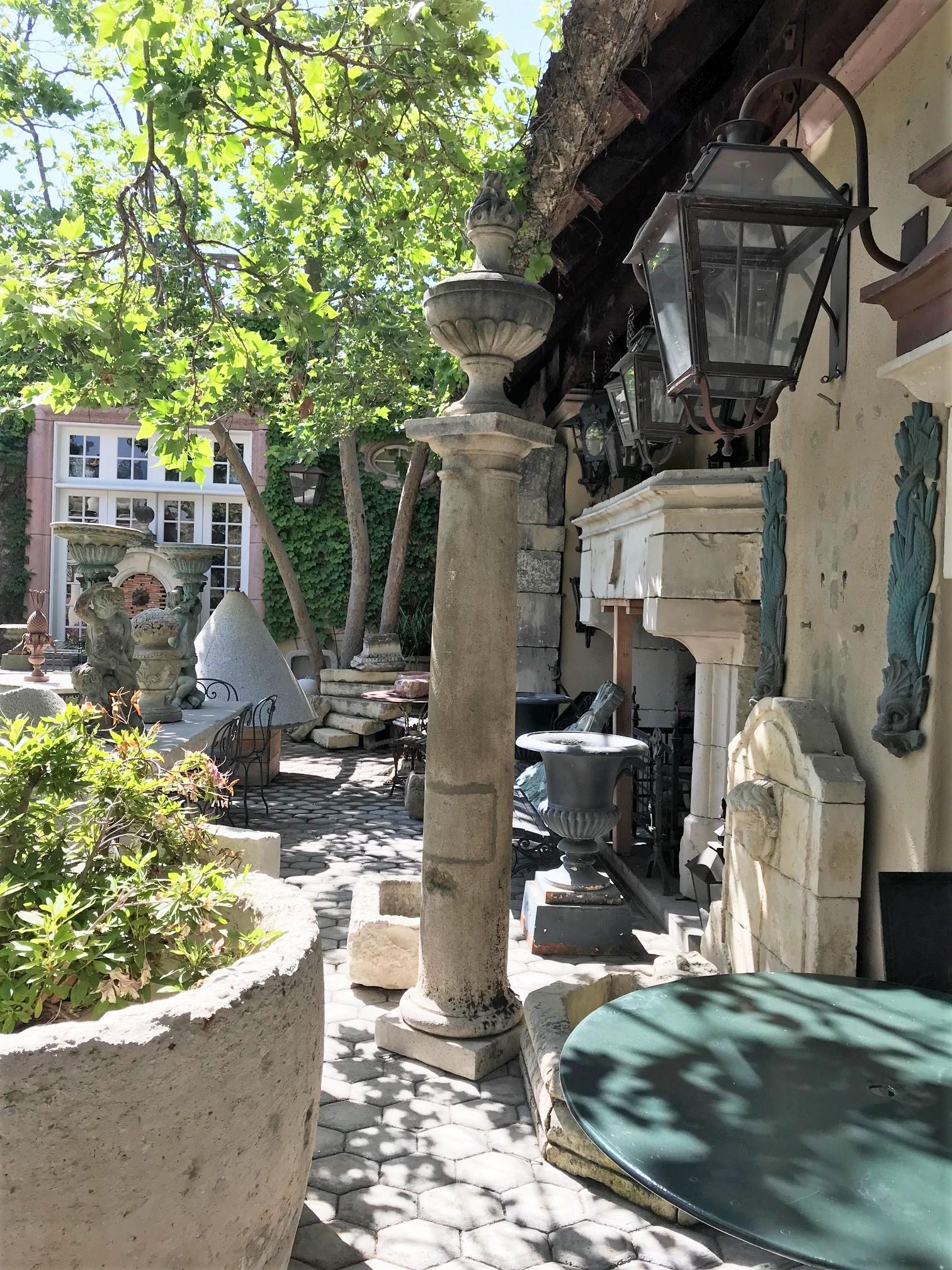 18th Century Hand Carved Stone Garden Columns Architectural Elements Decorative For Sale 5