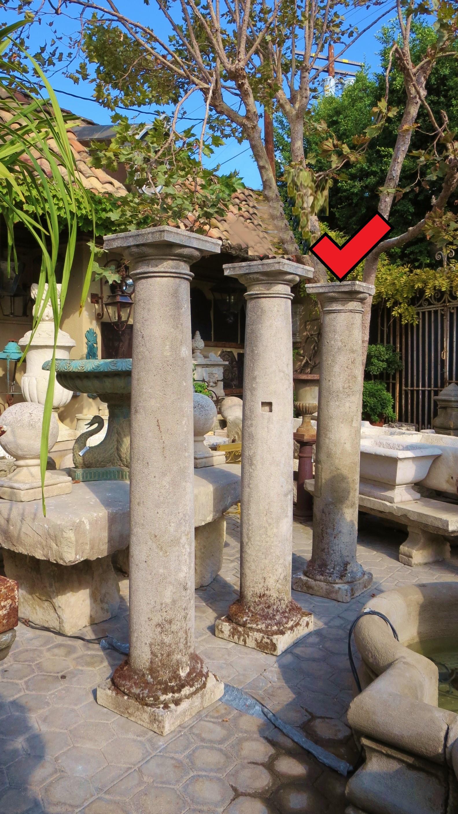 18th Century Hand Carved Stone Garden Columns Architectural Elements Decorative For Sale 6