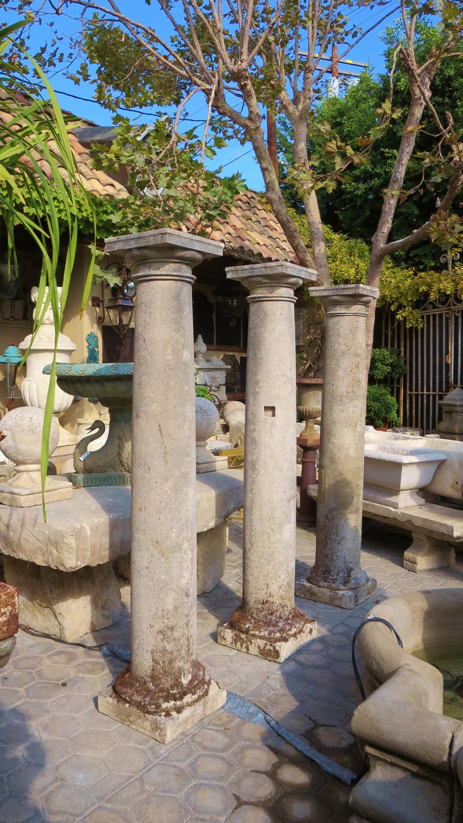 18th Century Hand Carved Stone Garden Columns Architectural Elements Decorative 6