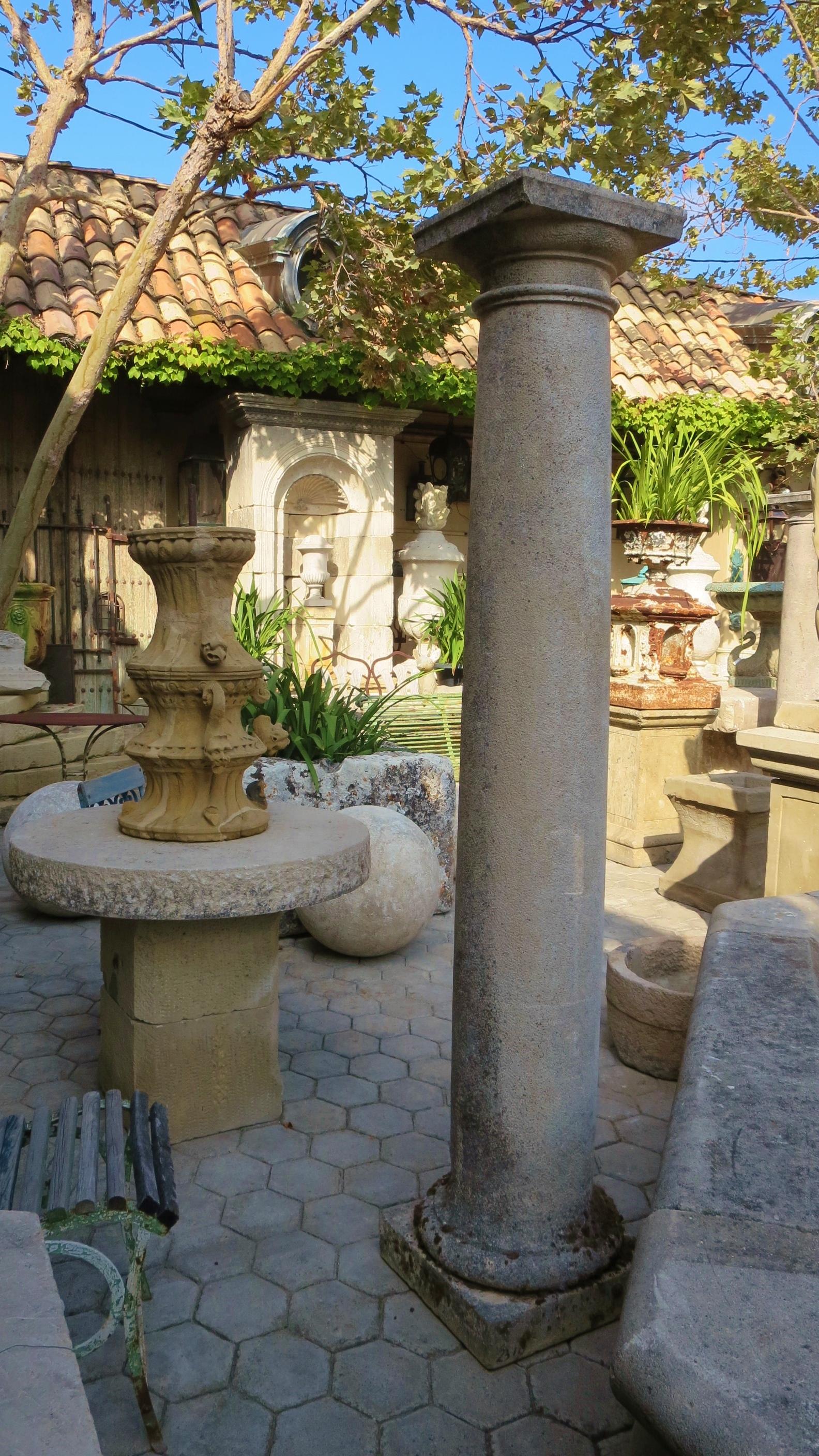 18th Century Hand Carved Stone Garden Columns Architectural Elements Decorative 7