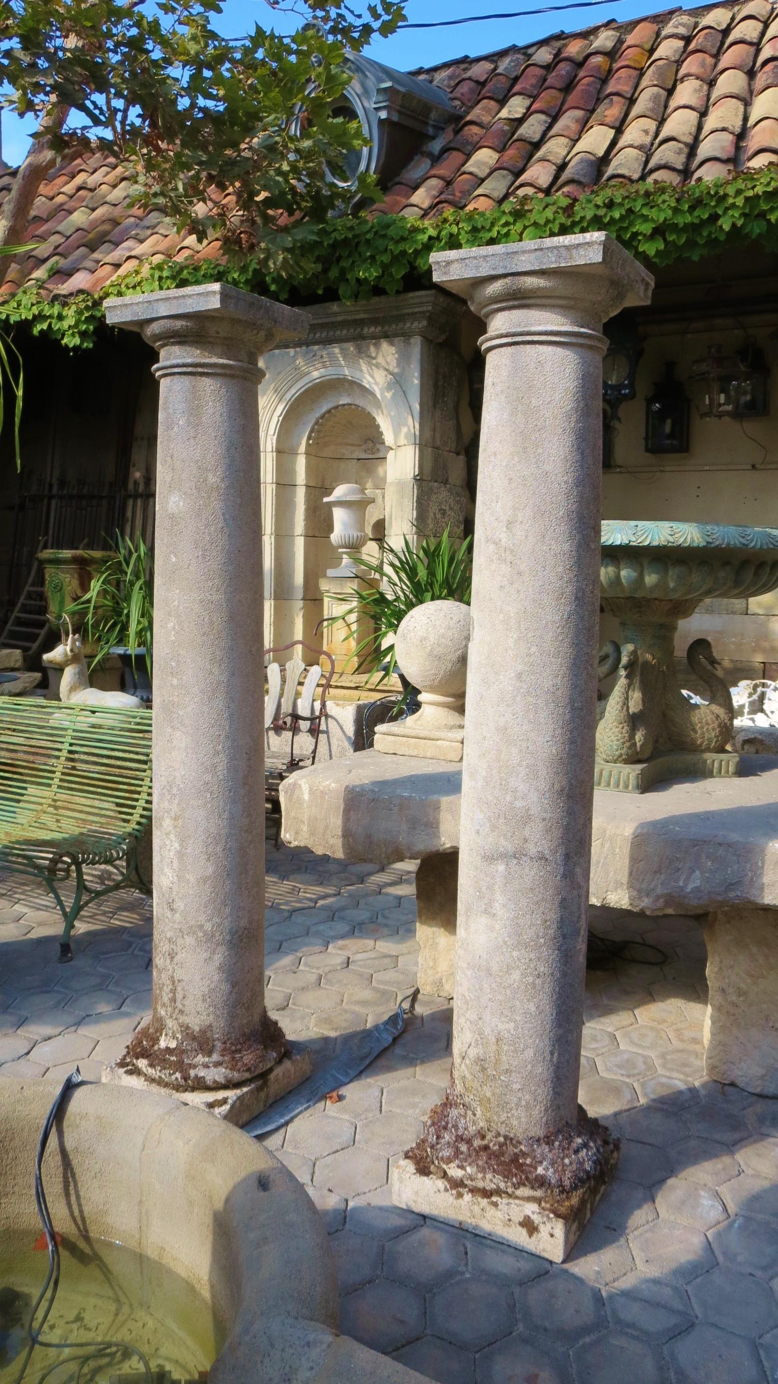 18th Century Hand Carved Stone Garden Columns Architectural Elements Decorative 12