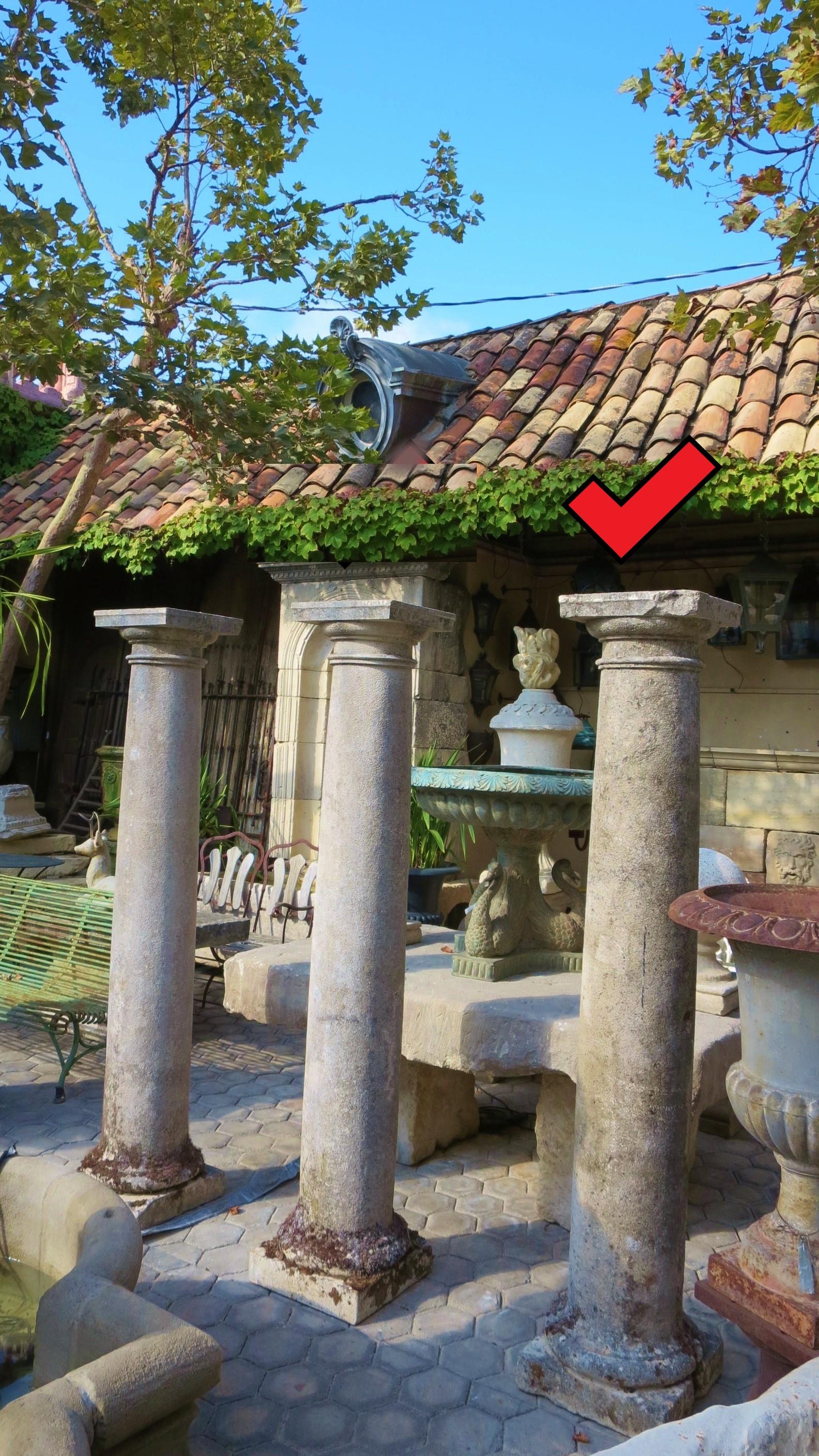 18th Century Hand Carved Stone Garden Columns Architectural Elements Decorative In Good Condition For Sale In West Hollywood, CA