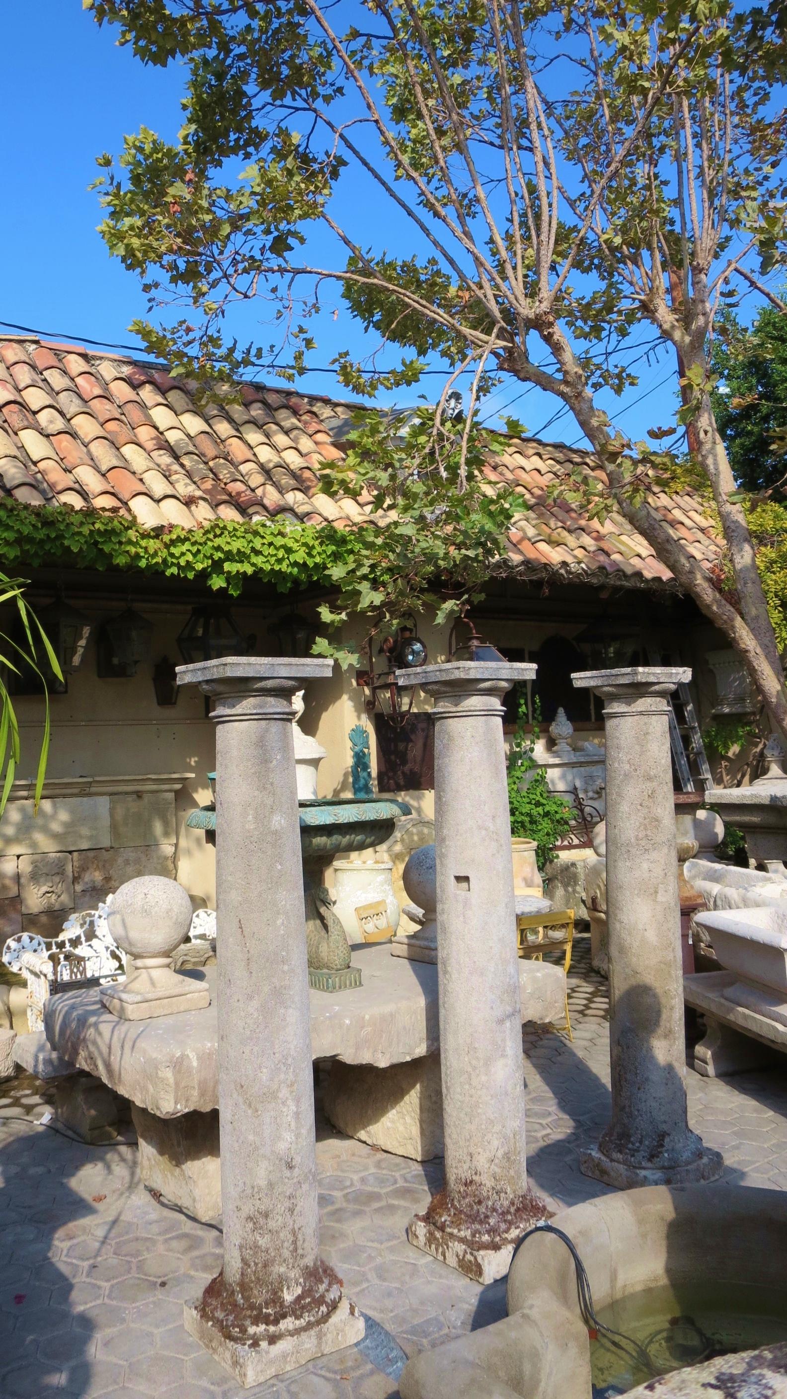 Hand-Carved 18th Century Hand Carved Stone Garden Columns Architectural Elements Decorative