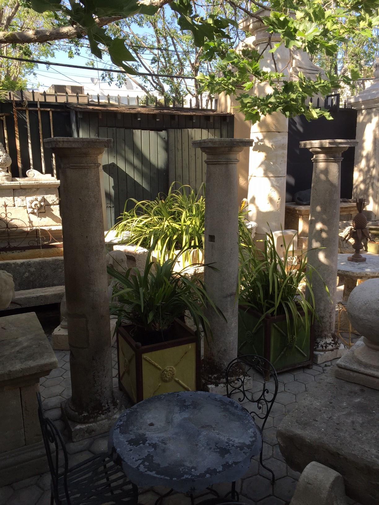 18th Century Hand Carved Stone Garden Columns Architectural Elements Decorative In Good Condition In West Hollywood, CA