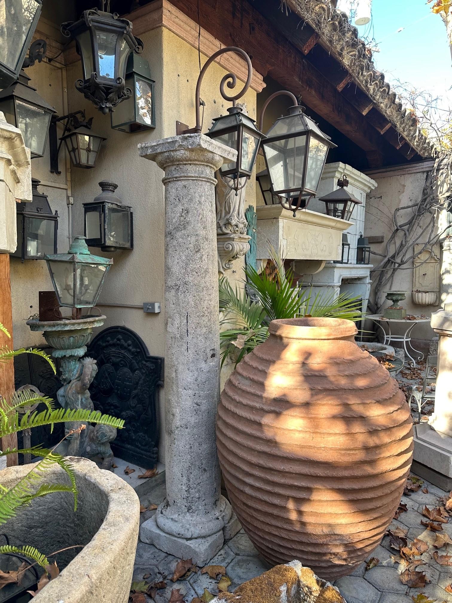 18th Century Hand Carved Stone Garden Columns Architectural Elements Decorative For Sale 1