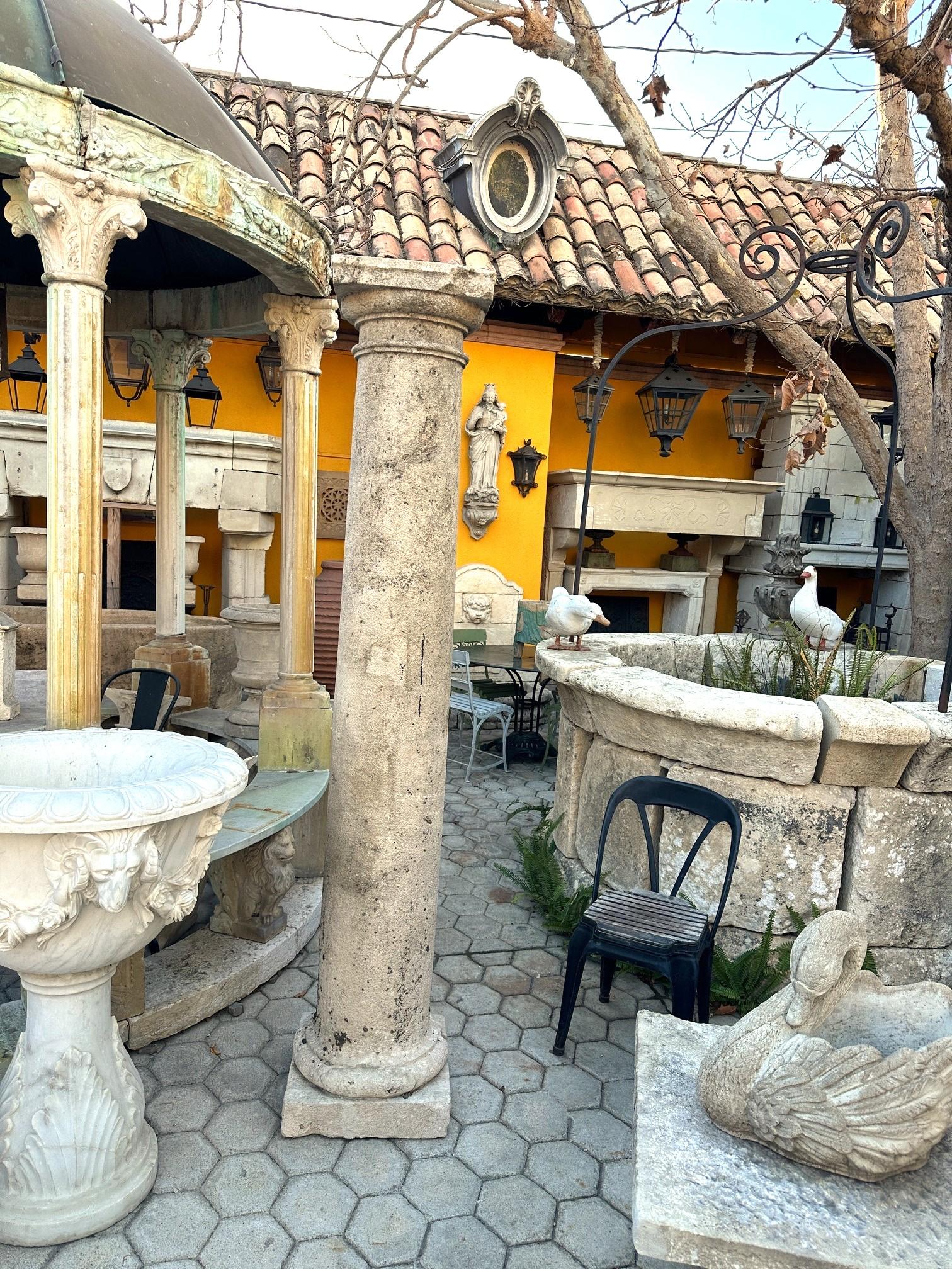 18th Century Hand Carved Stone Garden Columns Architectural Elements Decorative For Sale 3