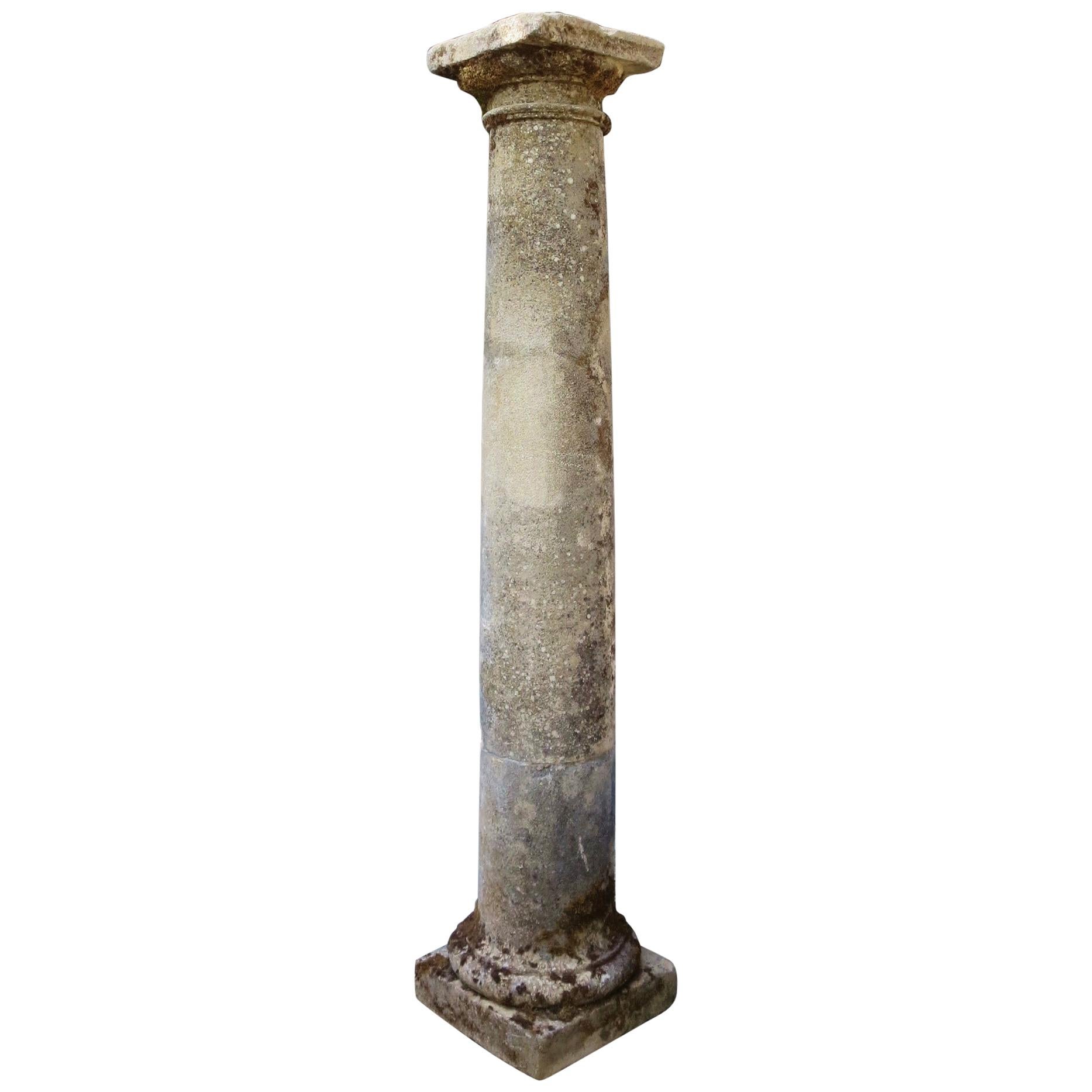 18th Century Hand Carved Stone Garden Columns Architectural Elements Decorative