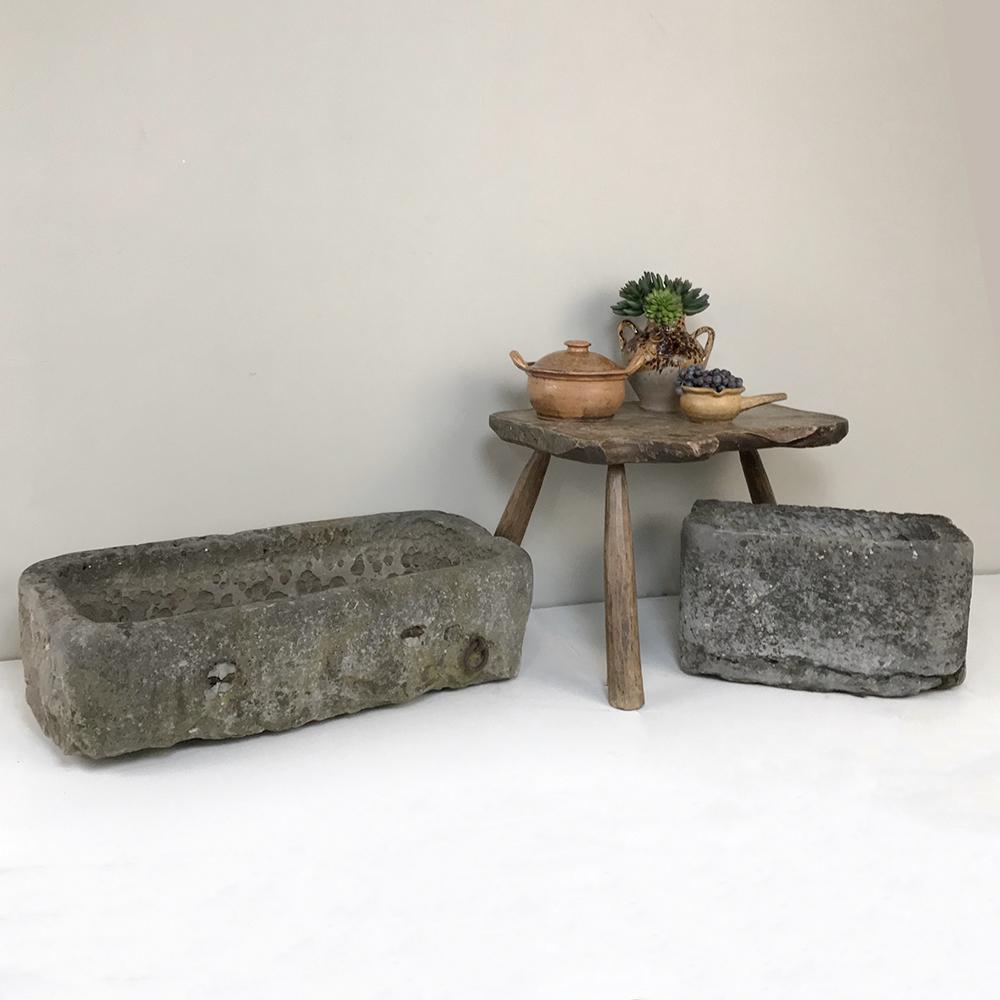 18th century hand carved stone jardinière was sculpted from a solid block of limestone to provide the ideal addition for your garden! Originally designed for herbs, it's also a great choice for special flower species. Being quite heavy, one will