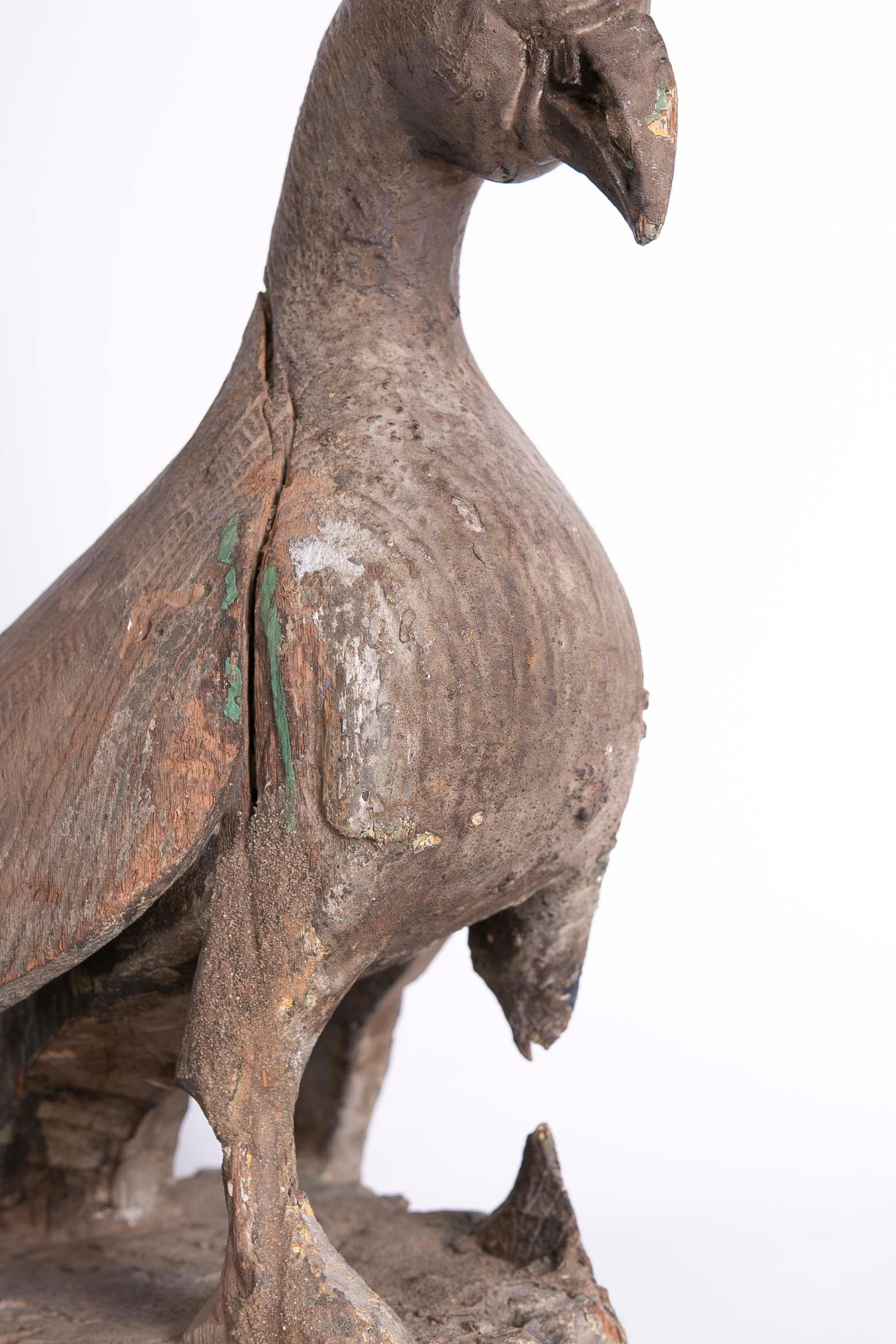 18th Century Hand-Carved Wooden Bird Sculpture For Sale 4