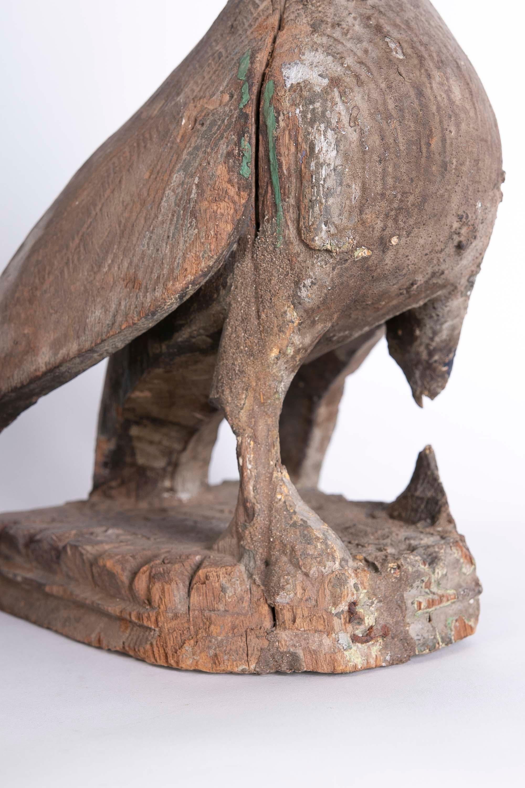 18th Century Hand-Carved Wooden Bird Sculpture For Sale 3