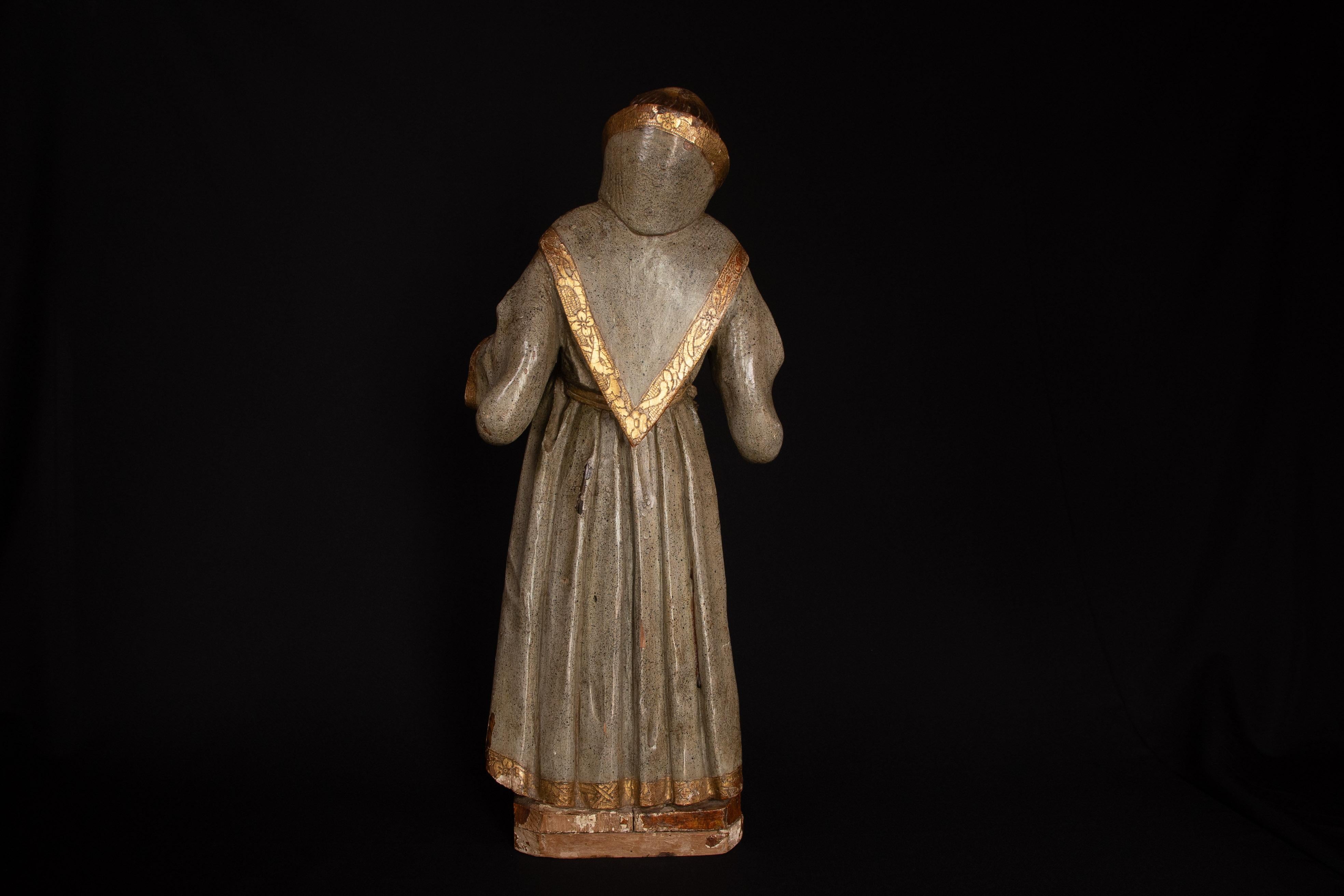 Hand-Carved 18th century hand-carved wooden monk For Sale