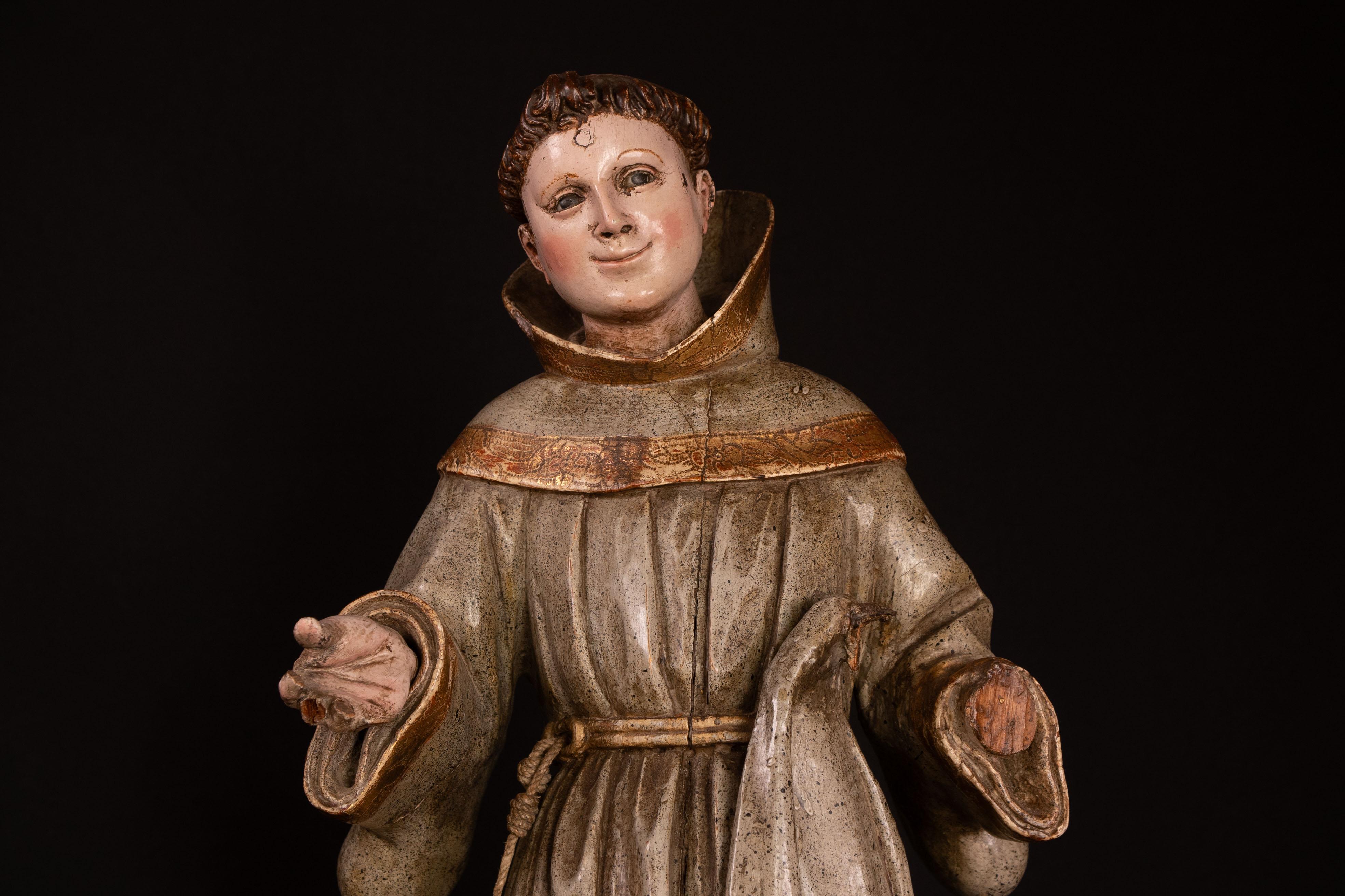 18th Century and Earlier 18th century hand-carved wooden monk For Sale