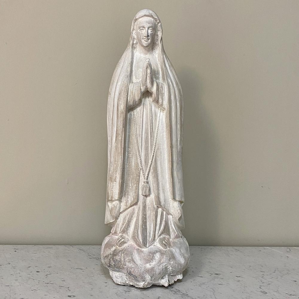 Hand-Carved 18th Century Hand Carved Wooden Statue of Madonna