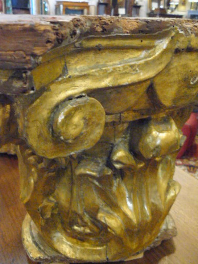 18th Century and Earlier 18th Century Hand Carved Wood and Gold Leaf Capital from Spain