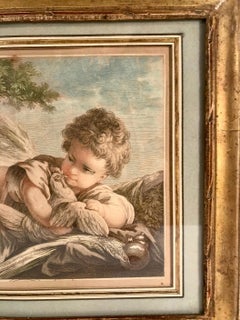 18th Century Hand Colored Engraving after F. Boucher, circa 1760