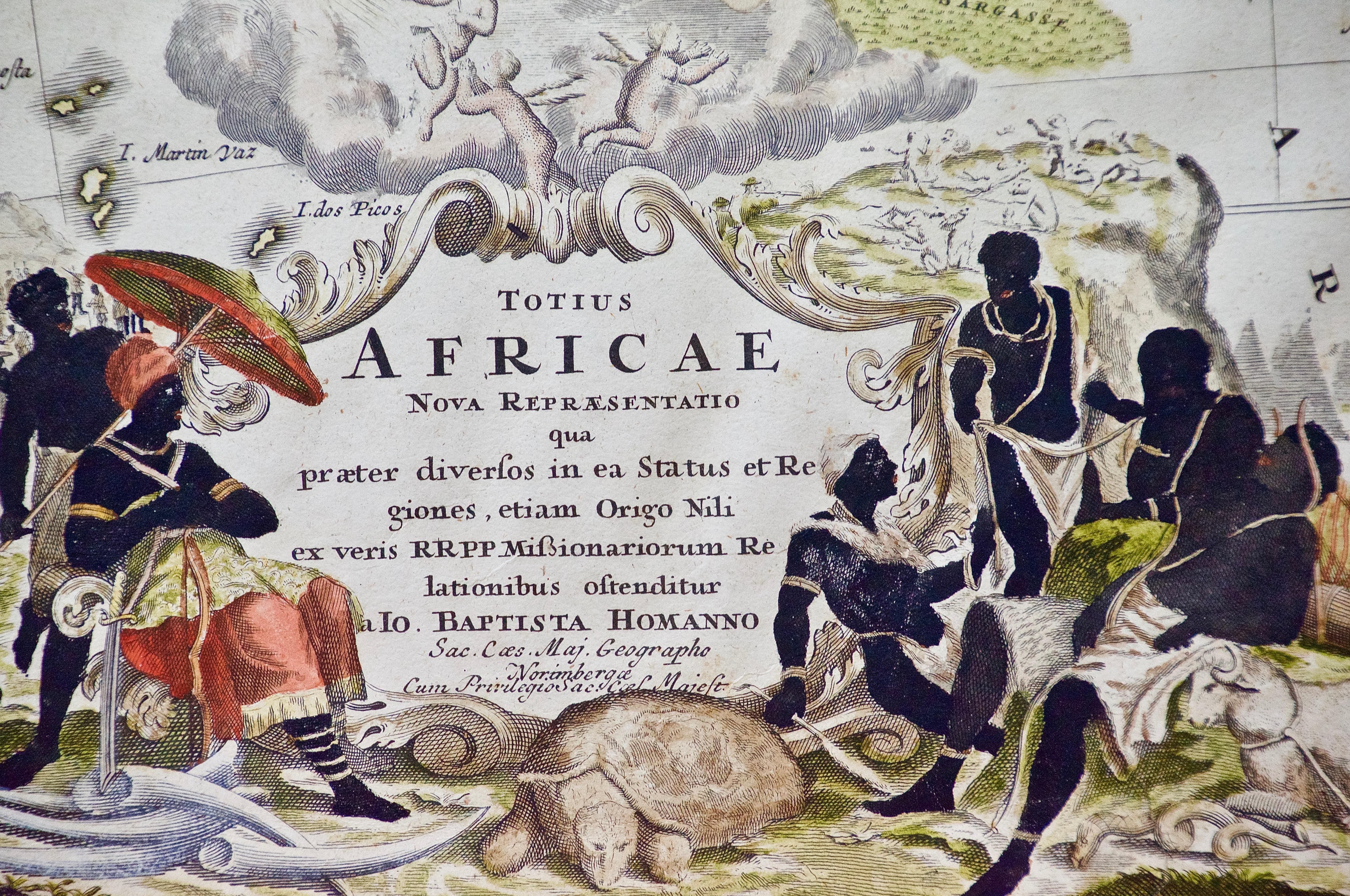 Engraved 18th Century Hand Colored Homann Africa Map 