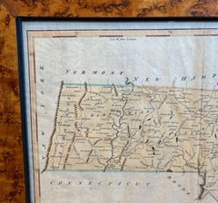 Mappa colorata a mano del 18° secolo dello Stato del Massachusetts, 1796