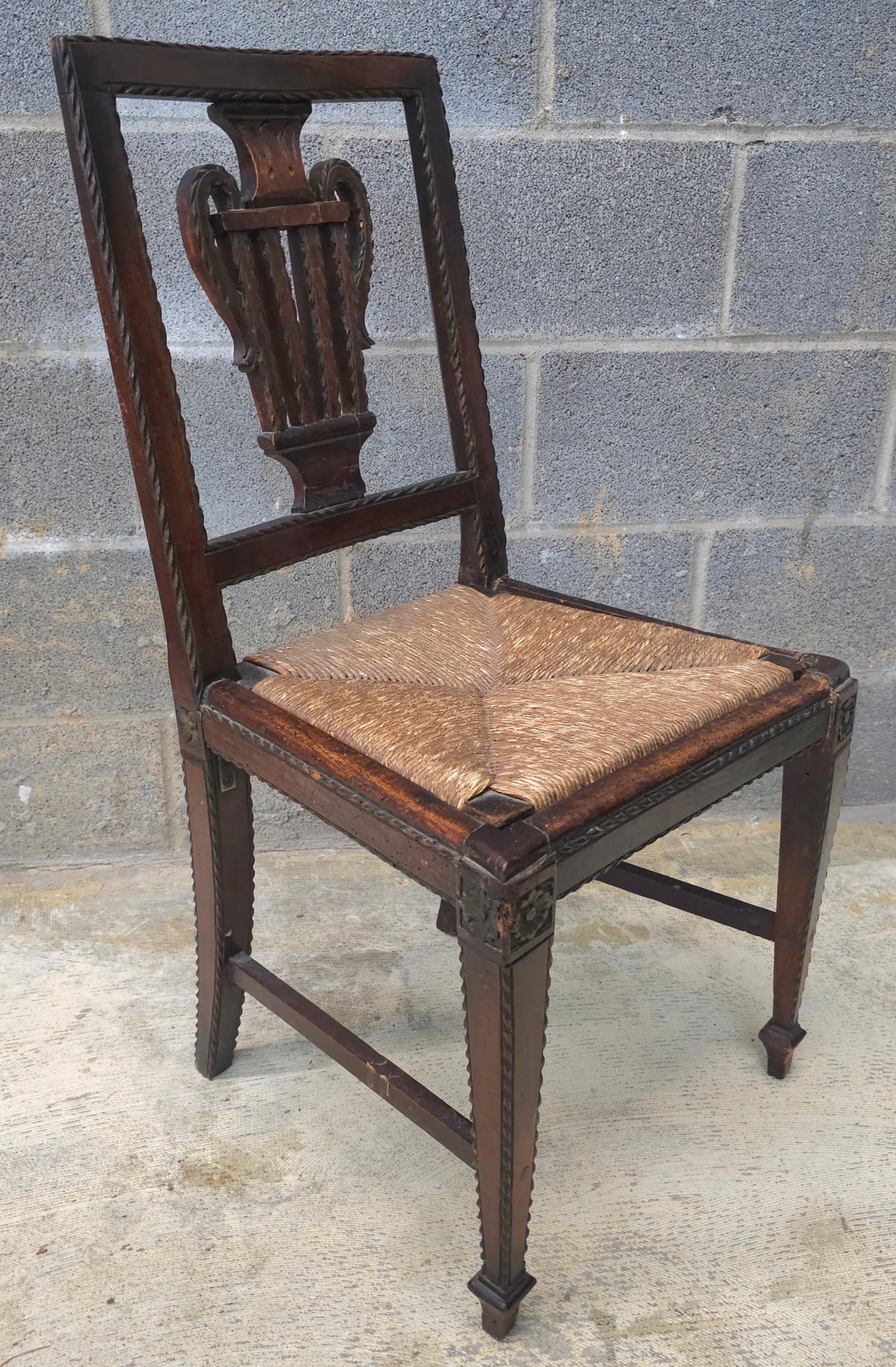 George III Chaise d'appoint en wanut et jonc du 18e siècle, fabriquée à la main en vente