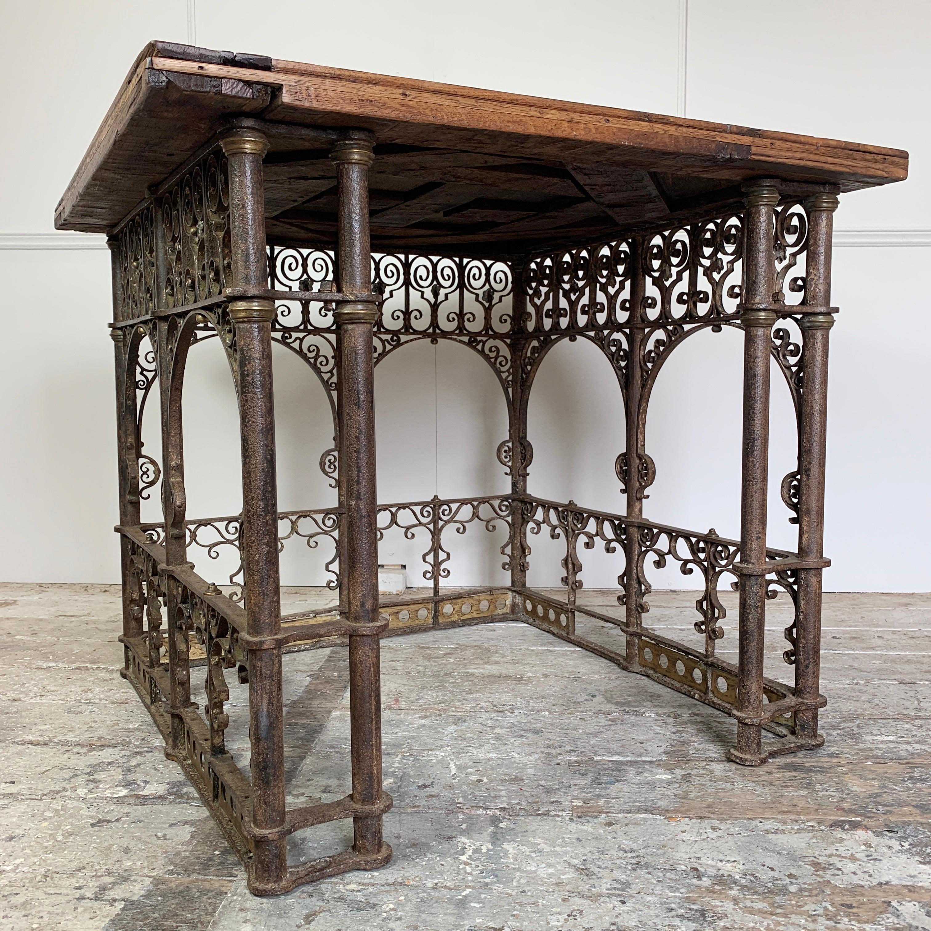 18th Century and Earlier 18th Century Hand Forged Wrought Iron Church Pulpit Table For Sale