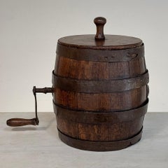 18th Century Hand-Made Oak Stave Butter Churn