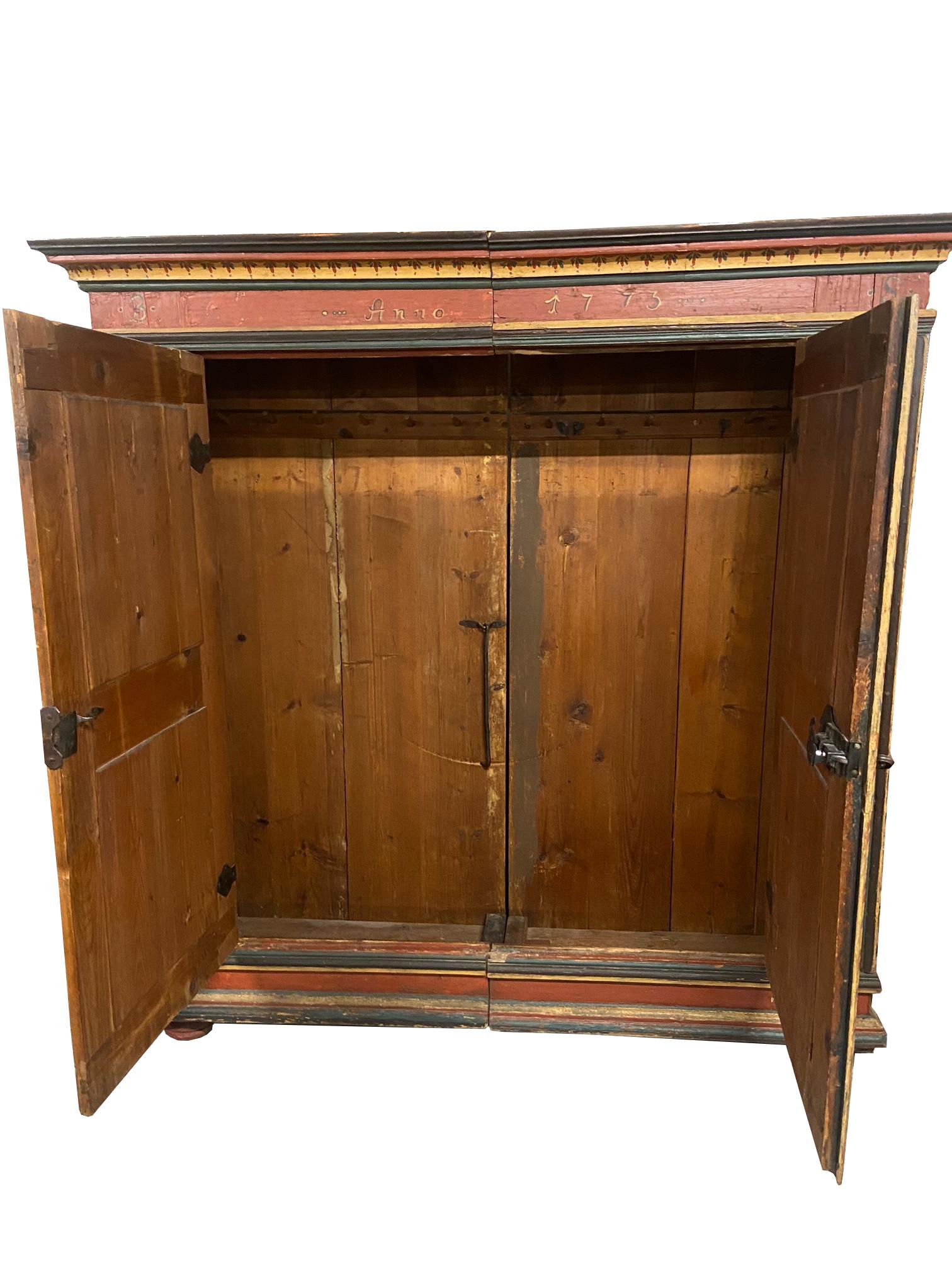 Hand-Painted 18th Century Hand Painted Bavarian Cupboard