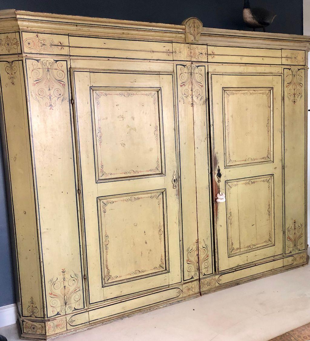 Pine 18th Century Hand Painted French Baker's Cupboard