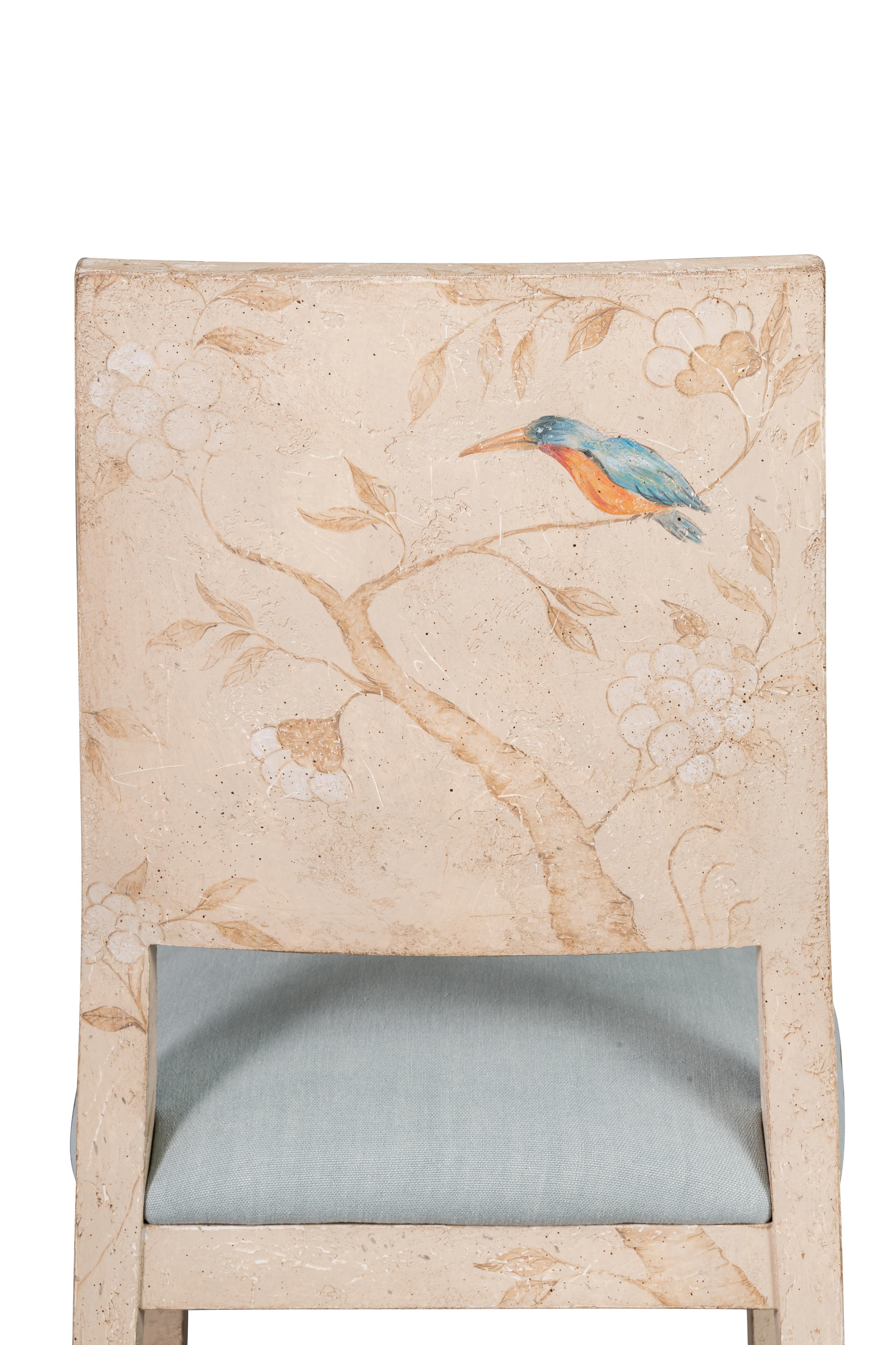 From our hand painted Furniture Collection, we are pleased to introduce you to our Indigo Chair with our delicate birds & brenches decor. 

By introducing this chair to our collections, we wanted to give a more relaxed and nuanced option to our