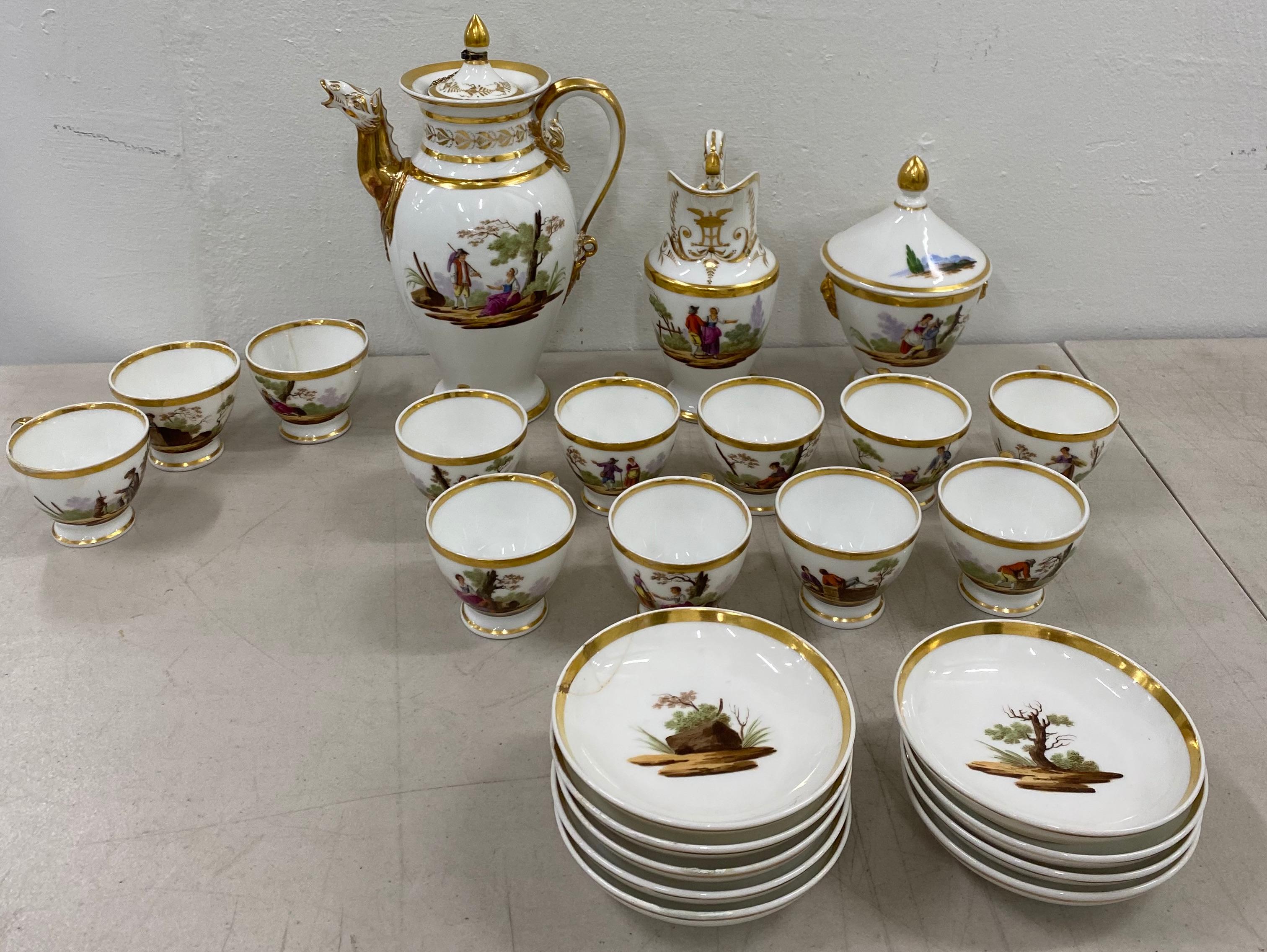 18th century hand painted porcelain tea set

Antique 18th century hand painted tea service (incomplete)

Tea pot 6