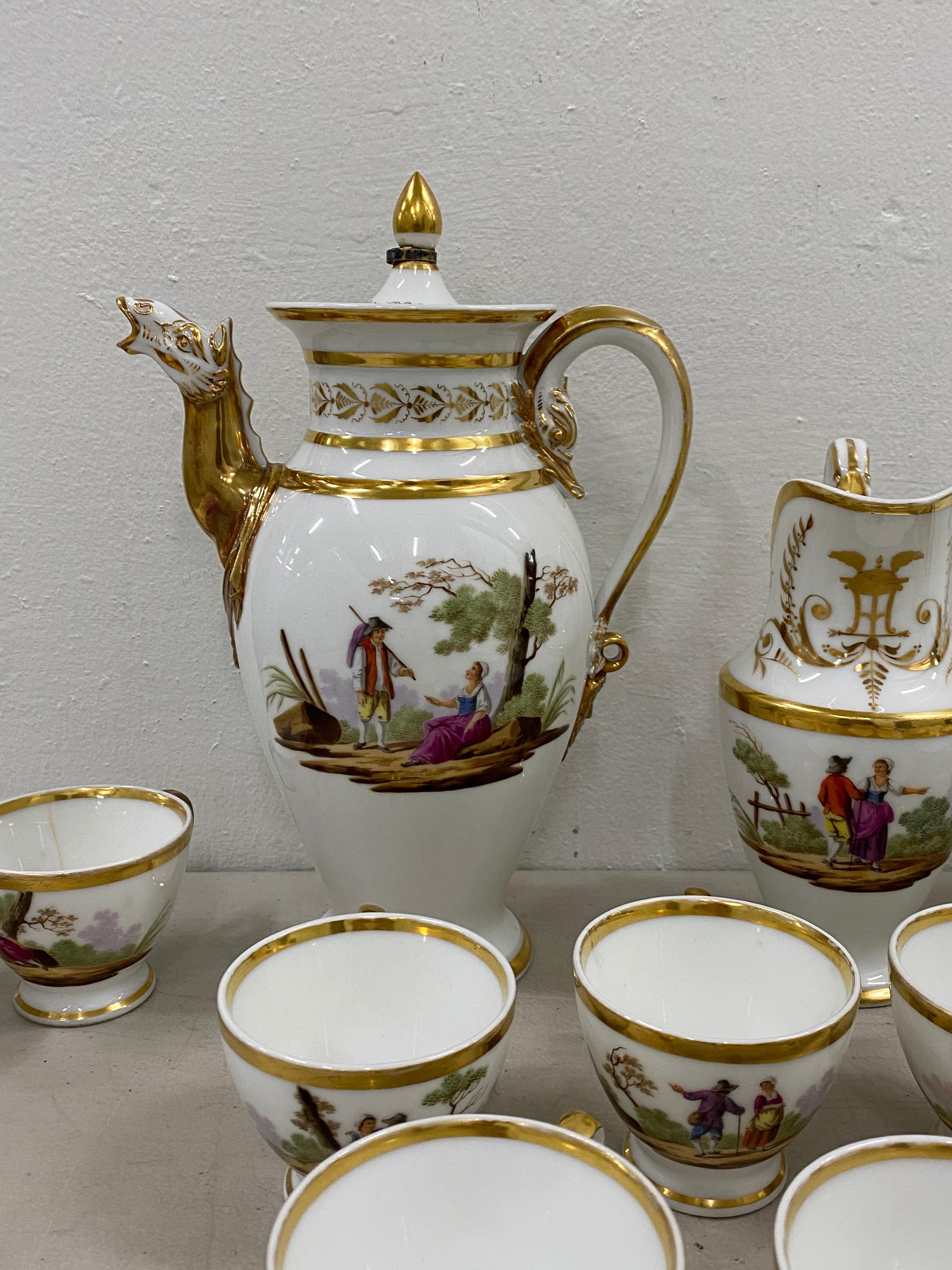 English 18th Century Hand Painted Porcelain Tea Set