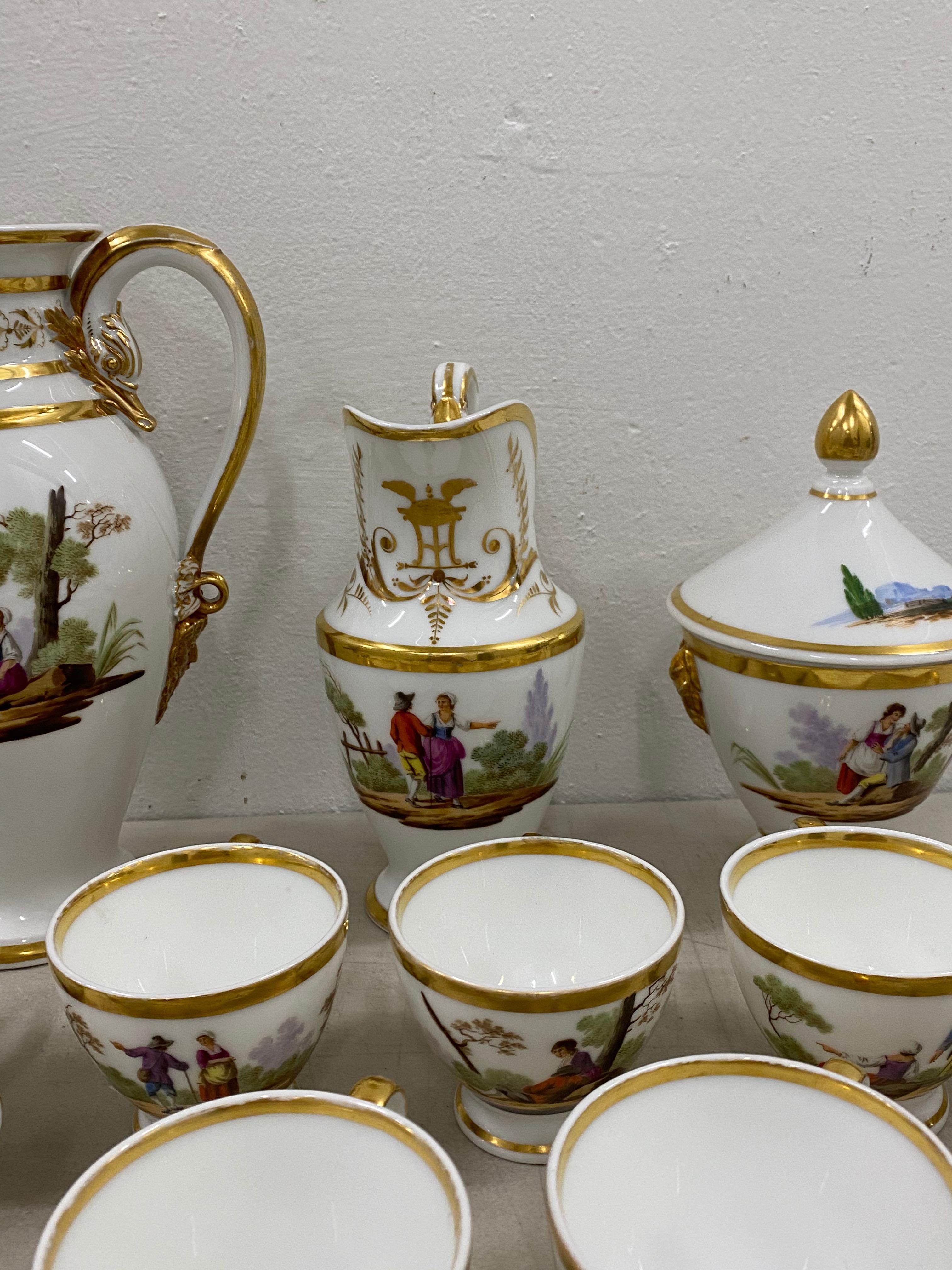 Hand-Painted 18th Century Hand Painted Porcelain Tea Set