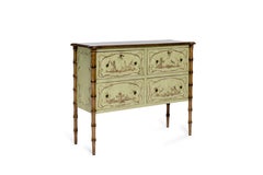 18th Century Hand Painted Venetian Apple Green Bamboo Lombardia Console
