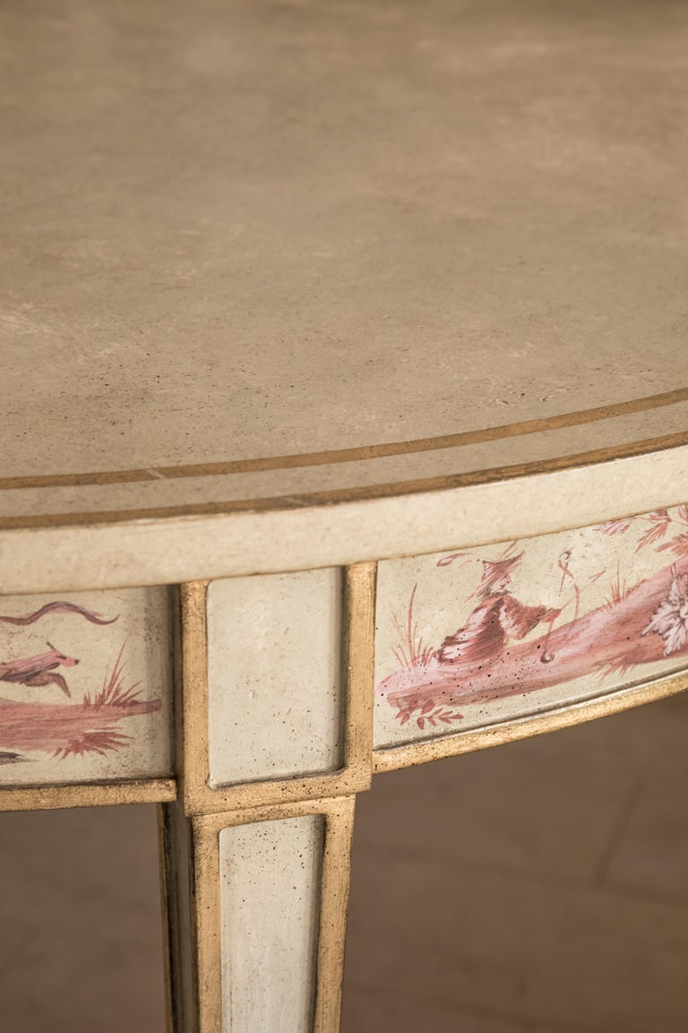 Table En Manin Vert Pomme Vénitien Peinte à La Main Du 18ème Siècle Avec Chinoiserie