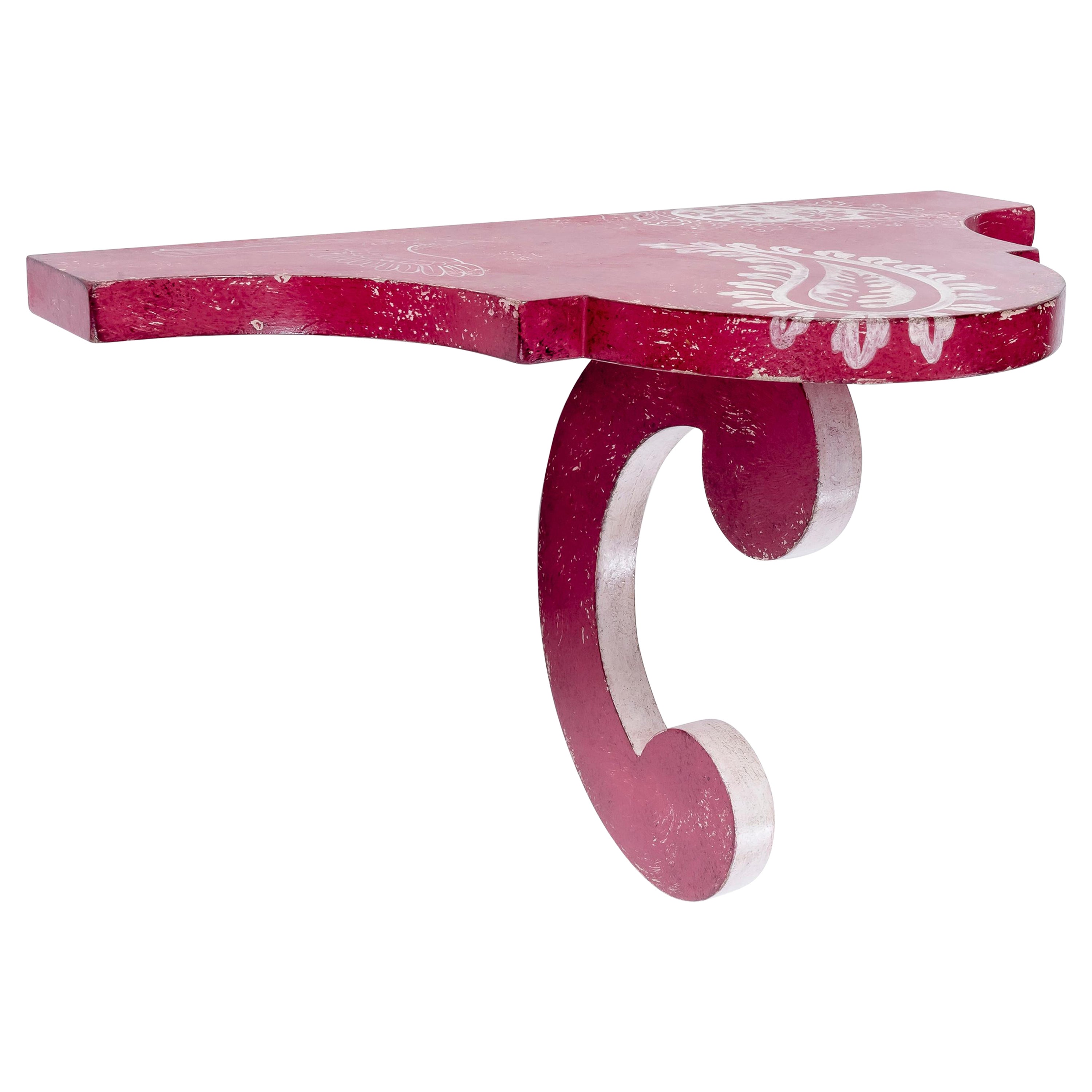 Handbemaltes venezianisches Fuchsia- Santa Croce-Regal aus dem 18. Jahrhundert im Angebot