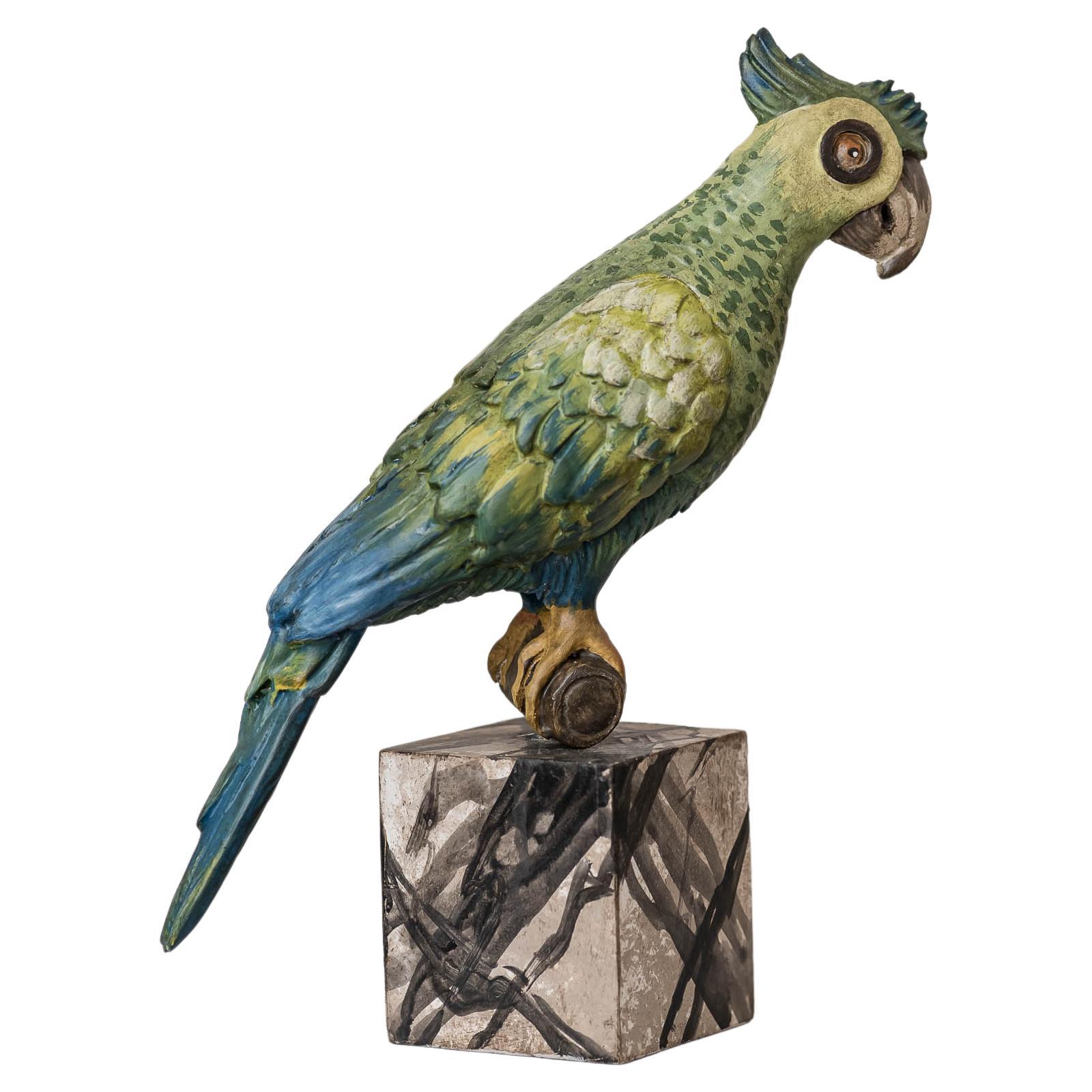 Handbemalter Papagei aus dem 18. Jahrhundert im venezianischen Stil