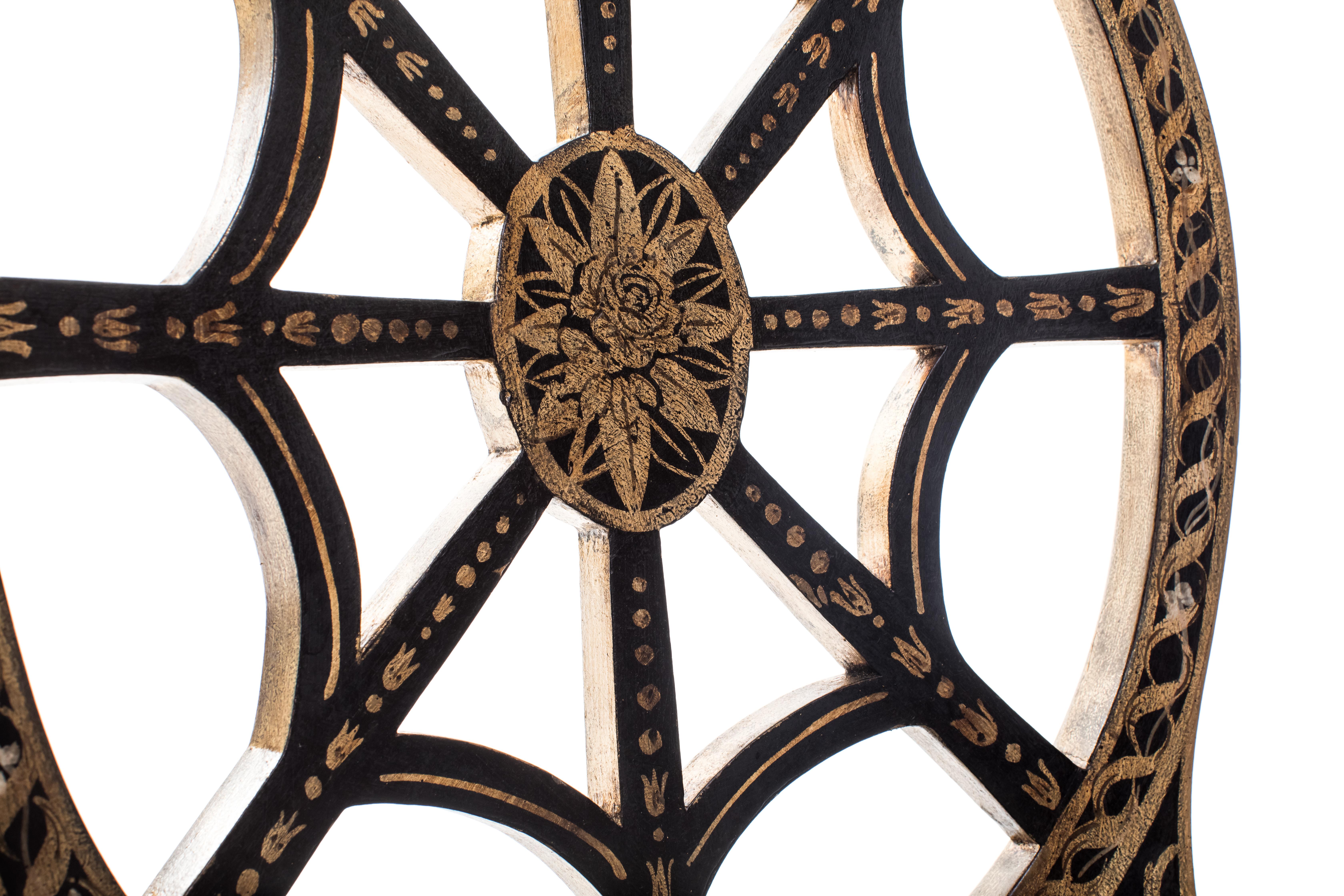 Handbemalter venezianischer schwarzer Aquileia-Esszimmerstuhl aus dem 18. Jahrhundert mit Sitz aus Schilfrohr im Zustand „Neu“ im Angebot in Ronchi dei Legionari, IT