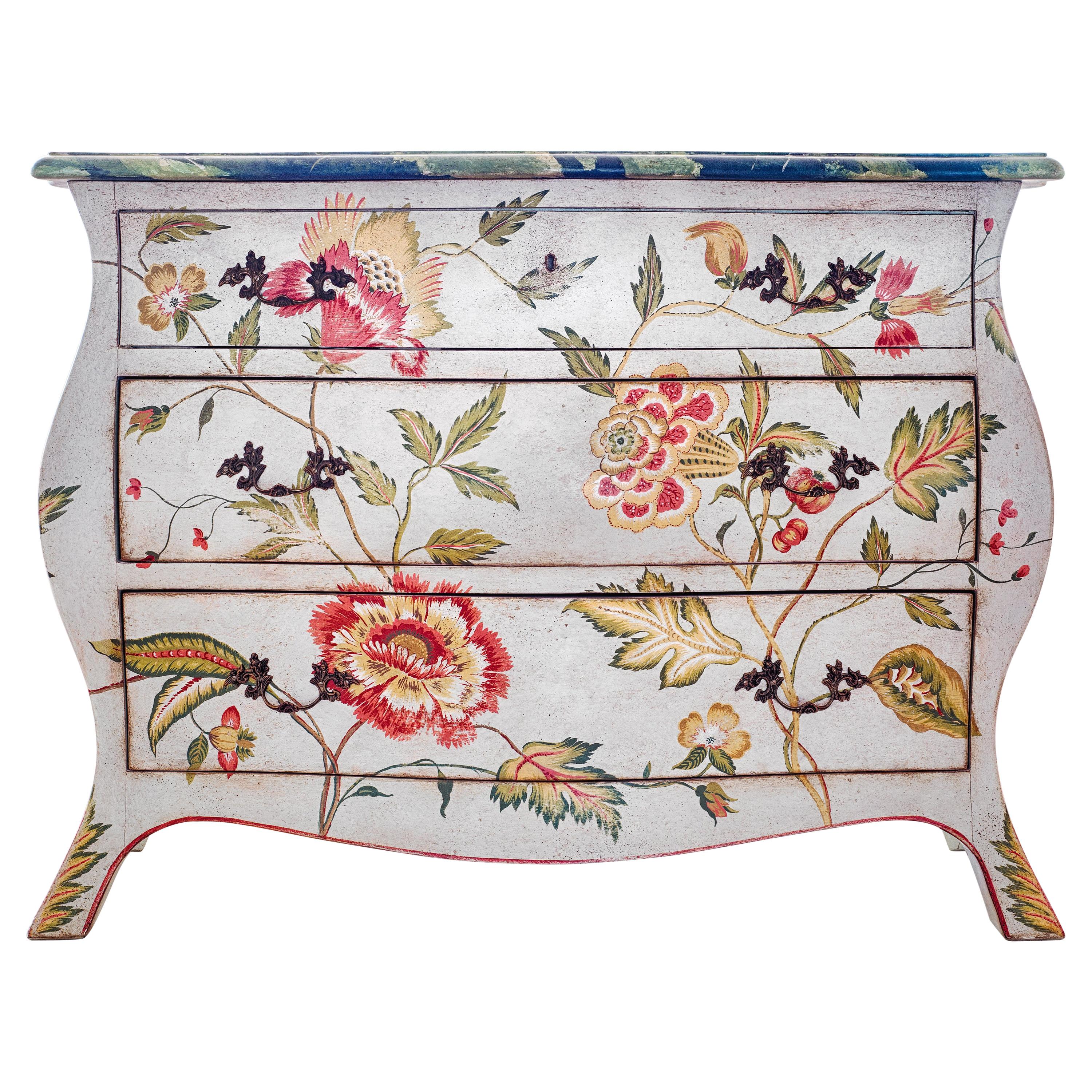 18th Century Hand-Painted Venetian Style Asolo Chest in Jacobean Inspired Decors