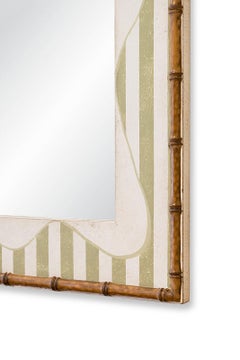 Miroir Michelangelo en bambou peint à la main et rayé, style vénitien, du XVIIIe siècle
