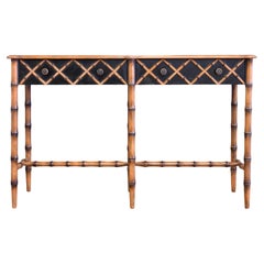 18th Century Hand Painted Venetian Style Black Provenza Bamboo Console