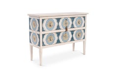 18th Century Hand Painted Venetian Style Blue Barberini Chest with Drawers