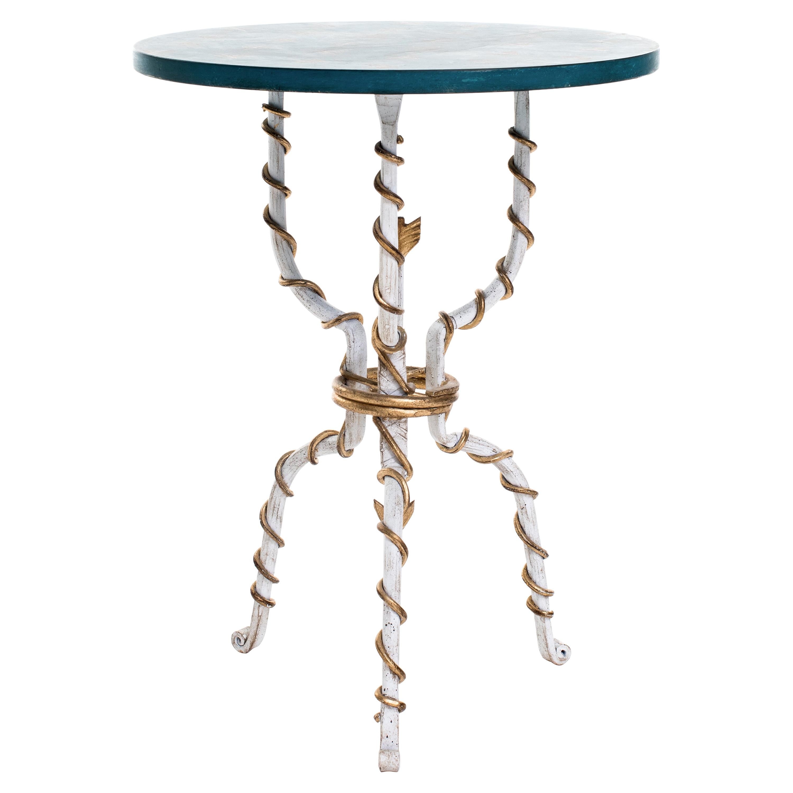 18. Jahrhundert, handbemalter Canaletto-Couchtisch im venezianischen Stil in Blau und Gold im Angebot