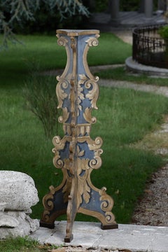 18th Century Hand-Painted Venetian Style Blue Iris Lamp-Stand with Classic Decor