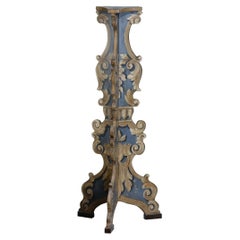 18th Century Hand-Painted Venetian Style Blue Iris Lamp-Stand with Classic Decor