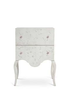 18th Century Hand-Painted Venetian Style Brenta nightstand in chalky white